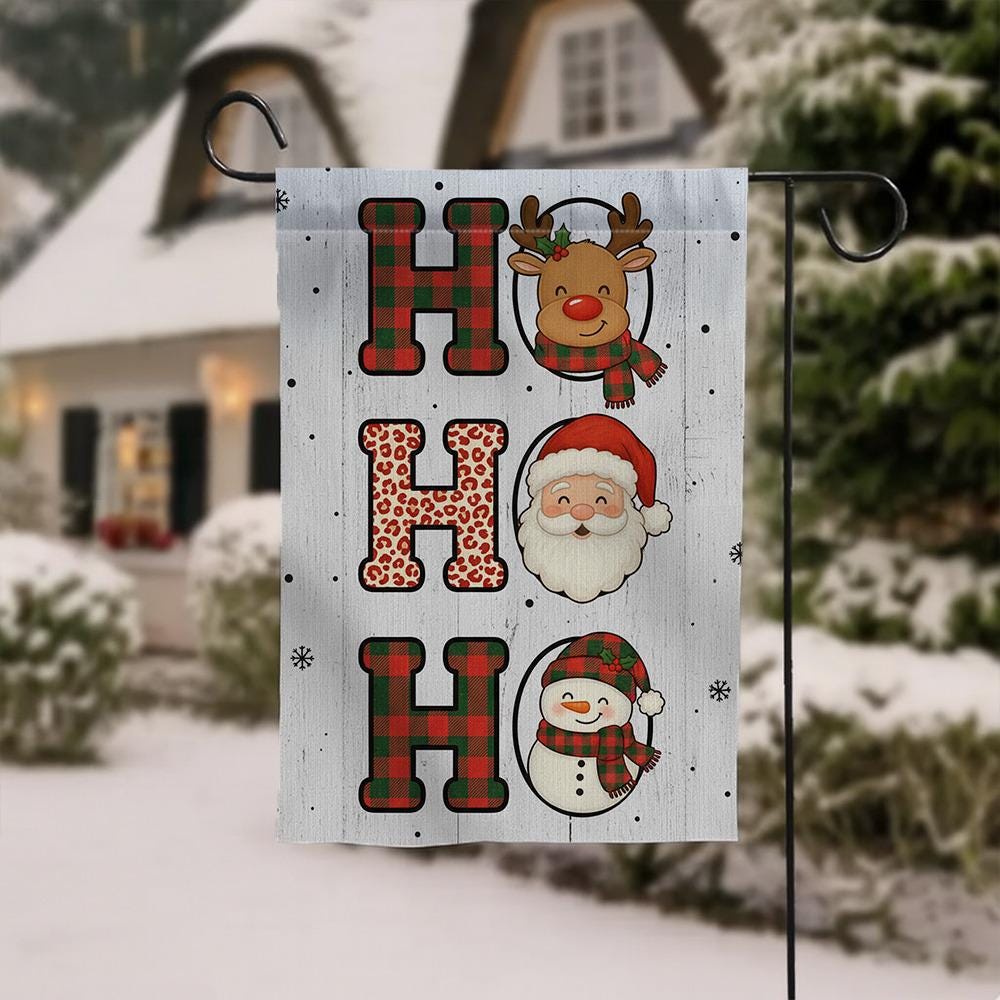 Personalized Polyester Garden Flag “HO HO HO” – Christmas Yard Banner, Double-Sided Outdoor Flag