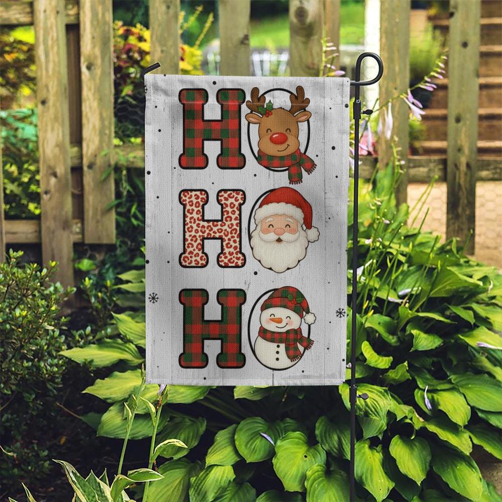 Personalized Polyester Garden Flag “HO HO HO” – Christmas Yard Banner, Double-Sided Outdoor Flag