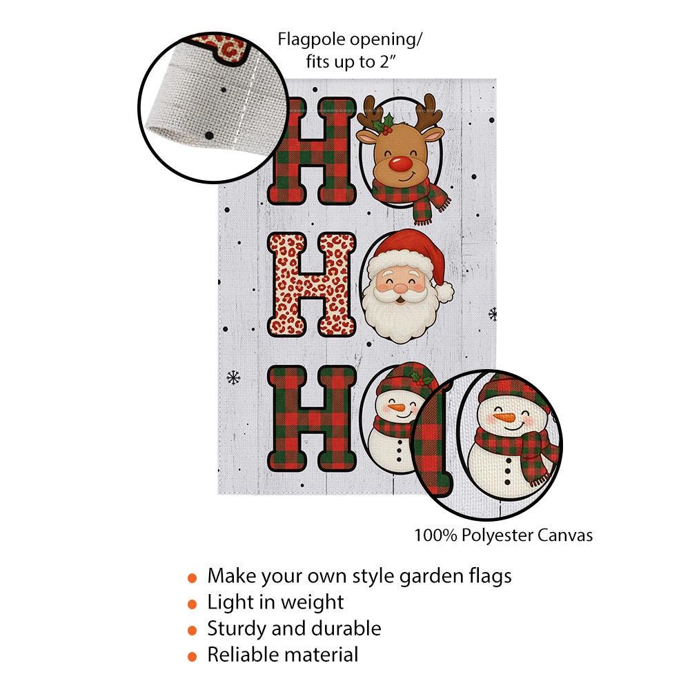 Personalized Polyester Garden Flag “HO HO HO” – Christmas Yard Banner, Double-Sided Outdoor Flag