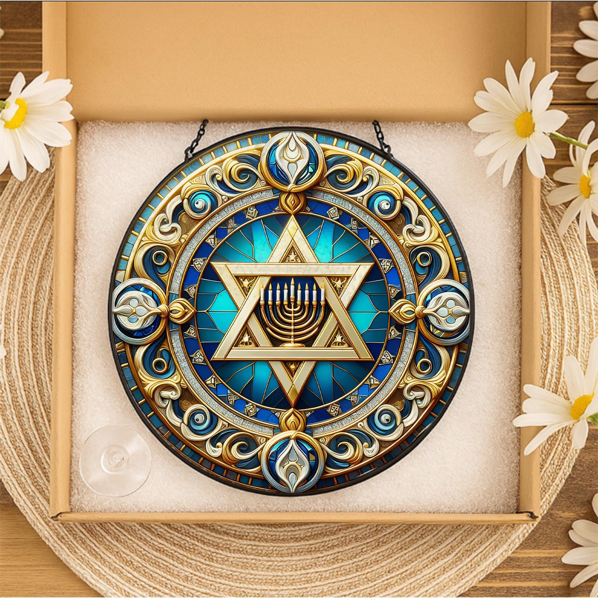 Star of David Suncatcher - Menorah Hanukkah Window Hanging Ornament