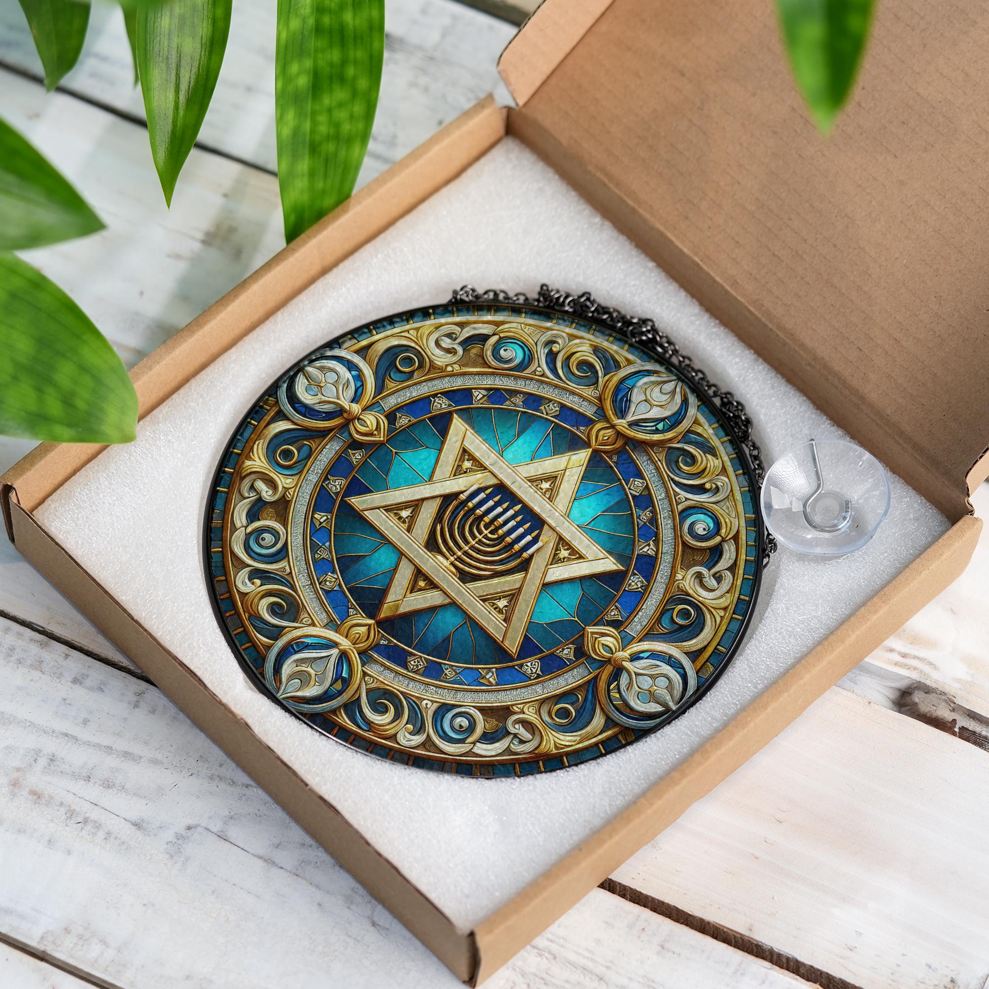 Star of David Suncatcher - Menorah Hanukkah Window Hanging Ornament