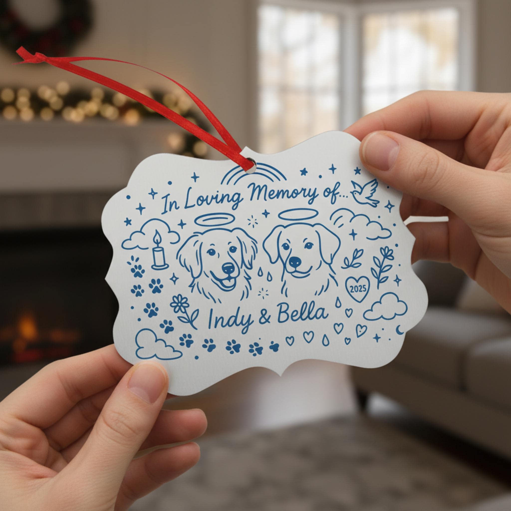 Pet Memorial Aluminum Ornament, Personalized Dog Loss Gift, In Loving Memory Keepsake