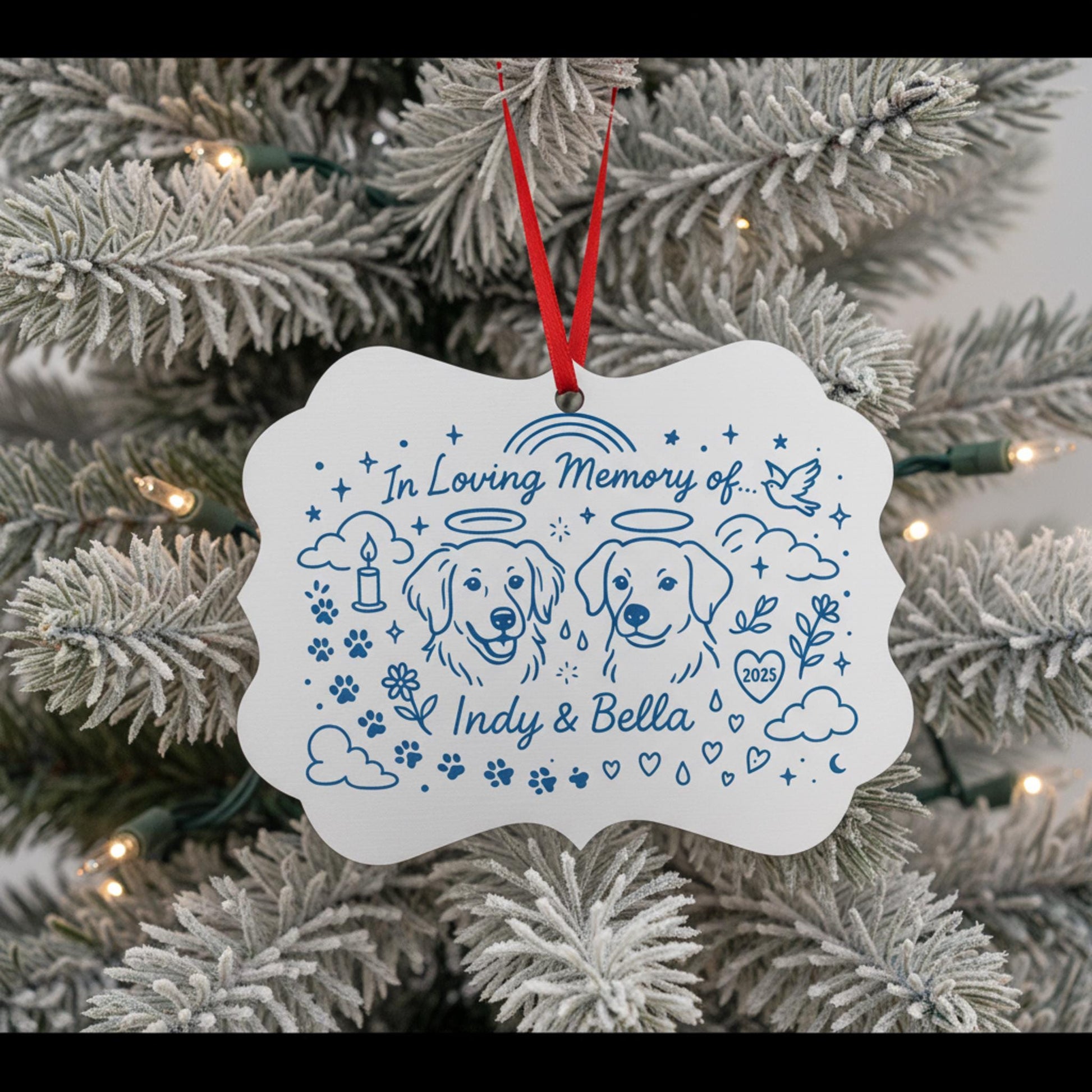 Pet Memorial Aluminum Ornament, Personalized Dog Loss Gift, In Loving Memory Keepsake