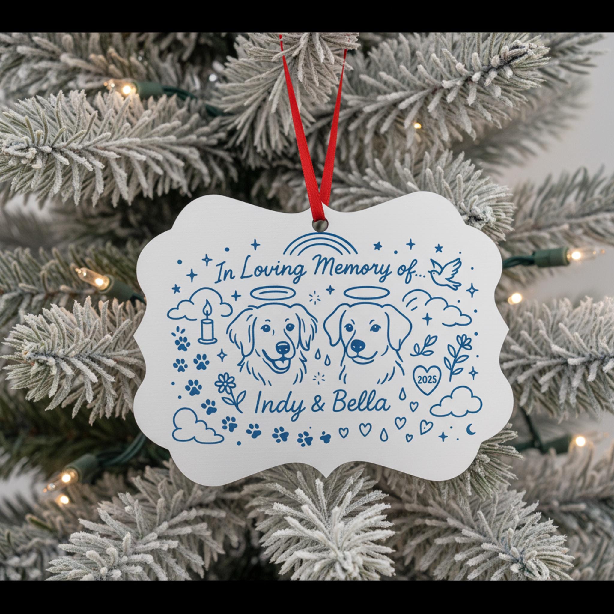 Pet Memorial Aluminum Ornament, Personalized Dog Loss Gift, In Loving Memory Keepsake