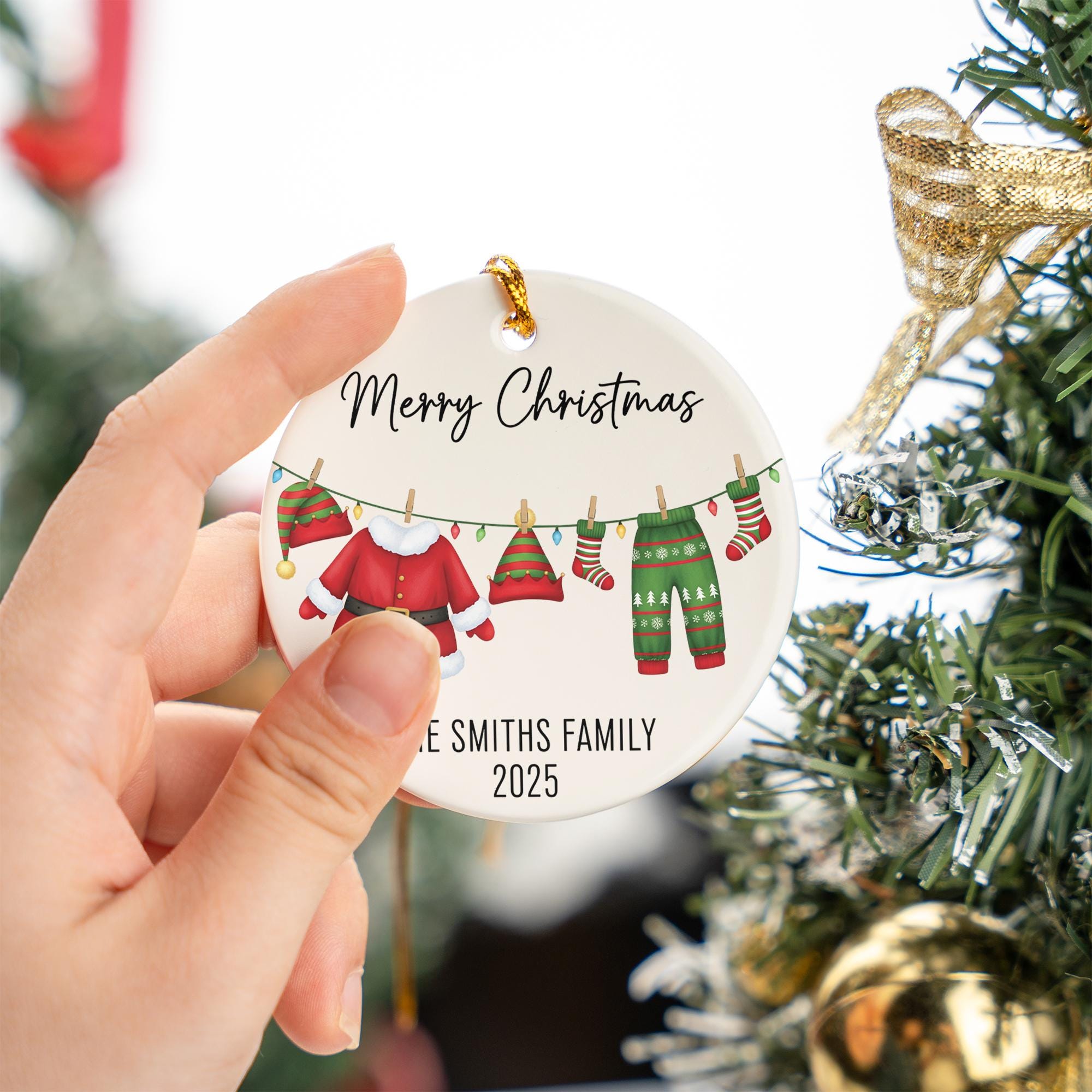 Personalized Family Christmas Ornament Ceramic Holiday Keepsake 2025