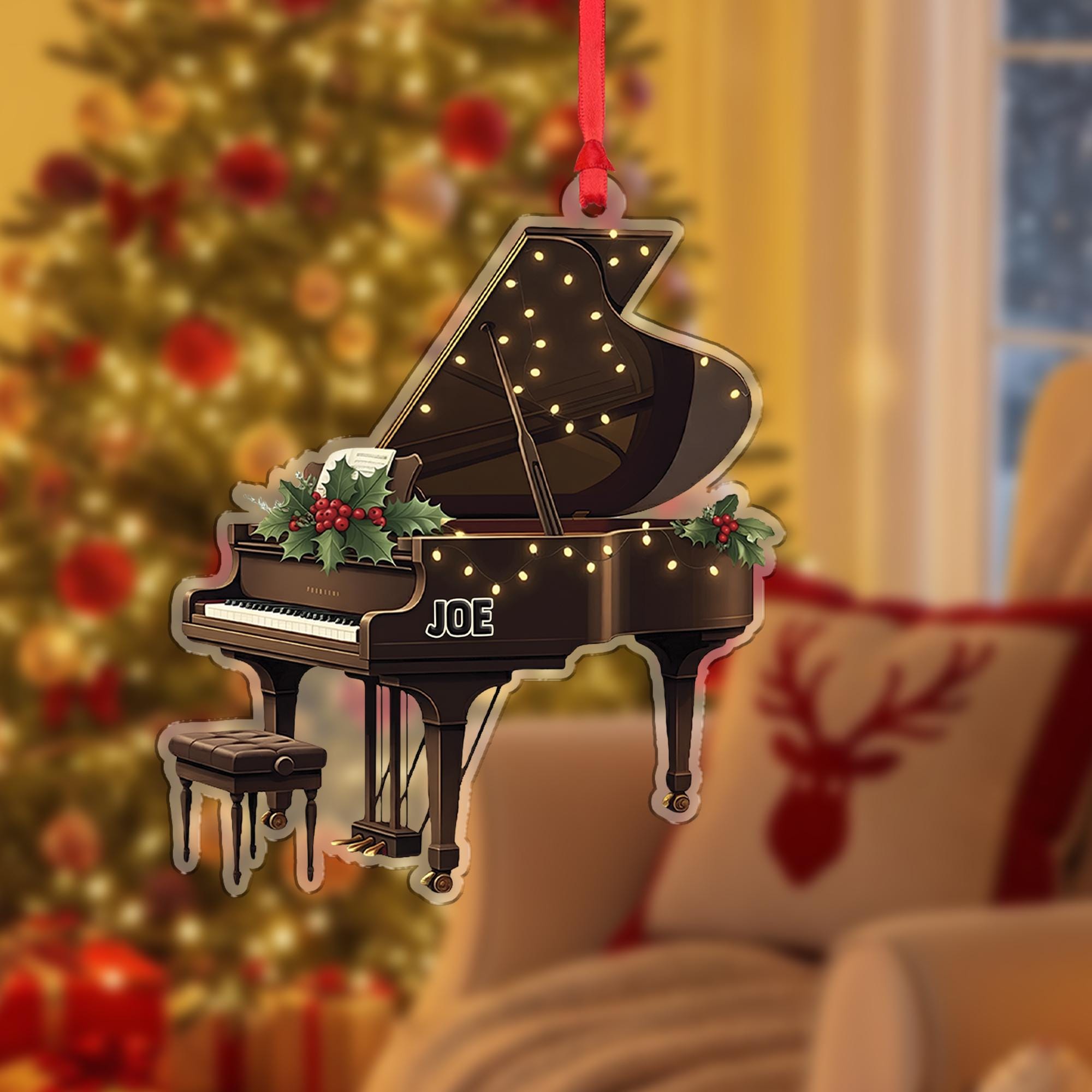 Grand Piano Christmas Ornament - Musician Holiday Tree Decoration Personalized
