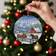 Horse Ornament Christmas Suncatcher Winter Barn Mountain Farm Decor