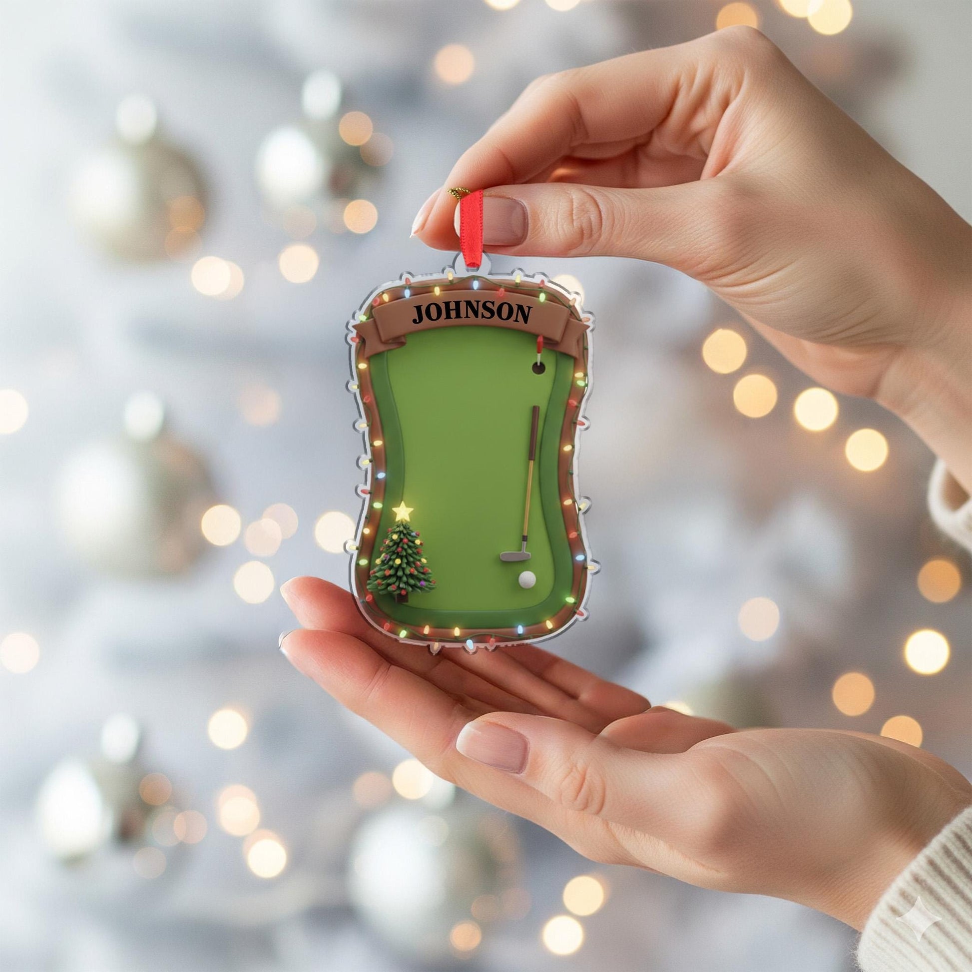 Personalized Golf Ornament, Custom Name Christmas Tree Gift for Golfer