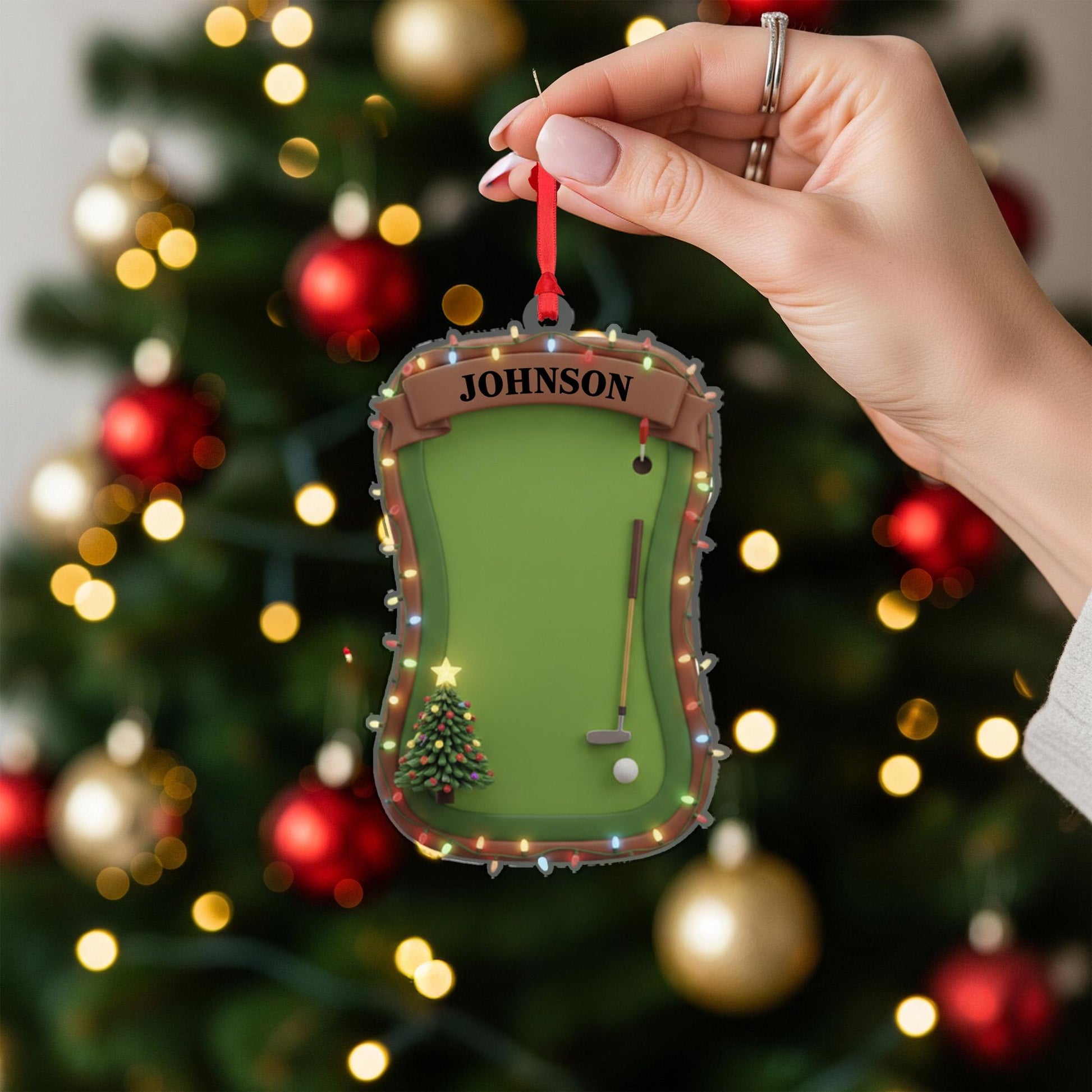 Personalized Golf Ornament, Custom Name Christmas Tree Gift for Golfer