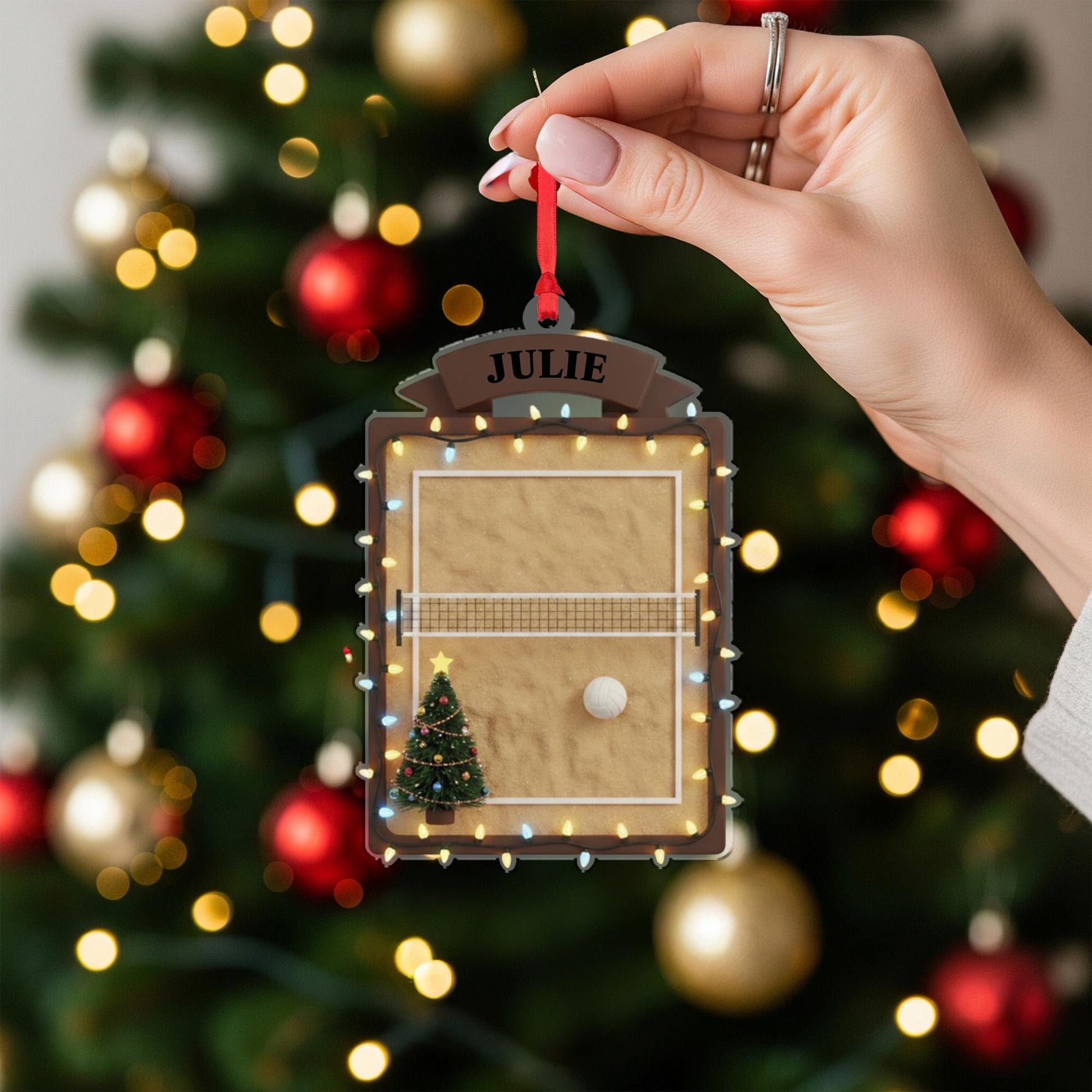 Personalized Volleyball Ornament, Custom Name Christmas Tree Gift for Player