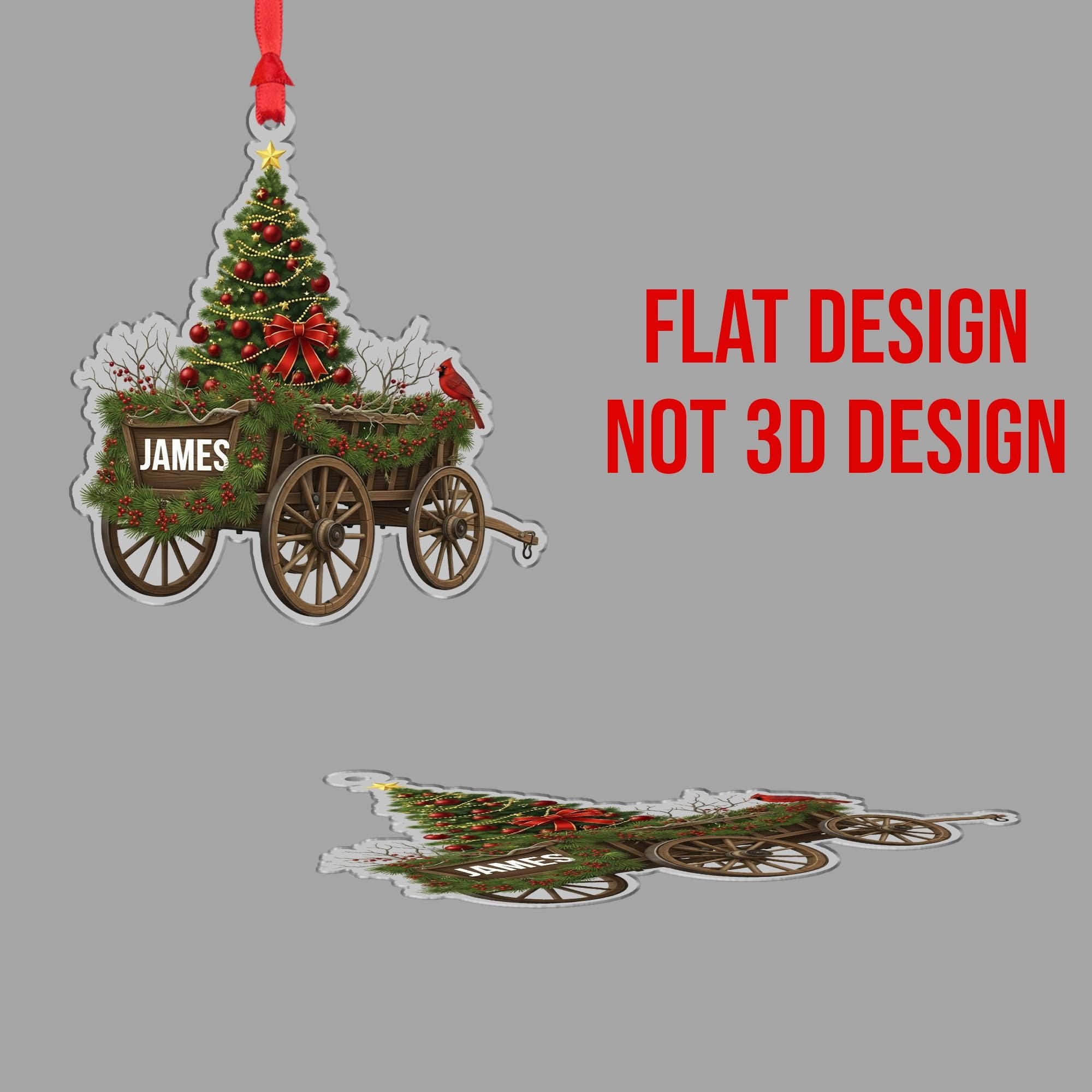Ox Cart Ornament Personalized Christmas Tree Holiday Suncatcher Decor