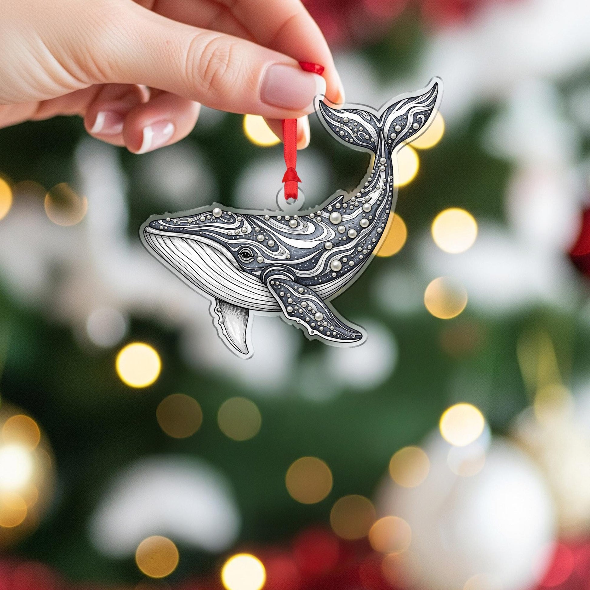Whale Ornament Christmas Suncatcher Ocean Nautical Holiday Decor
