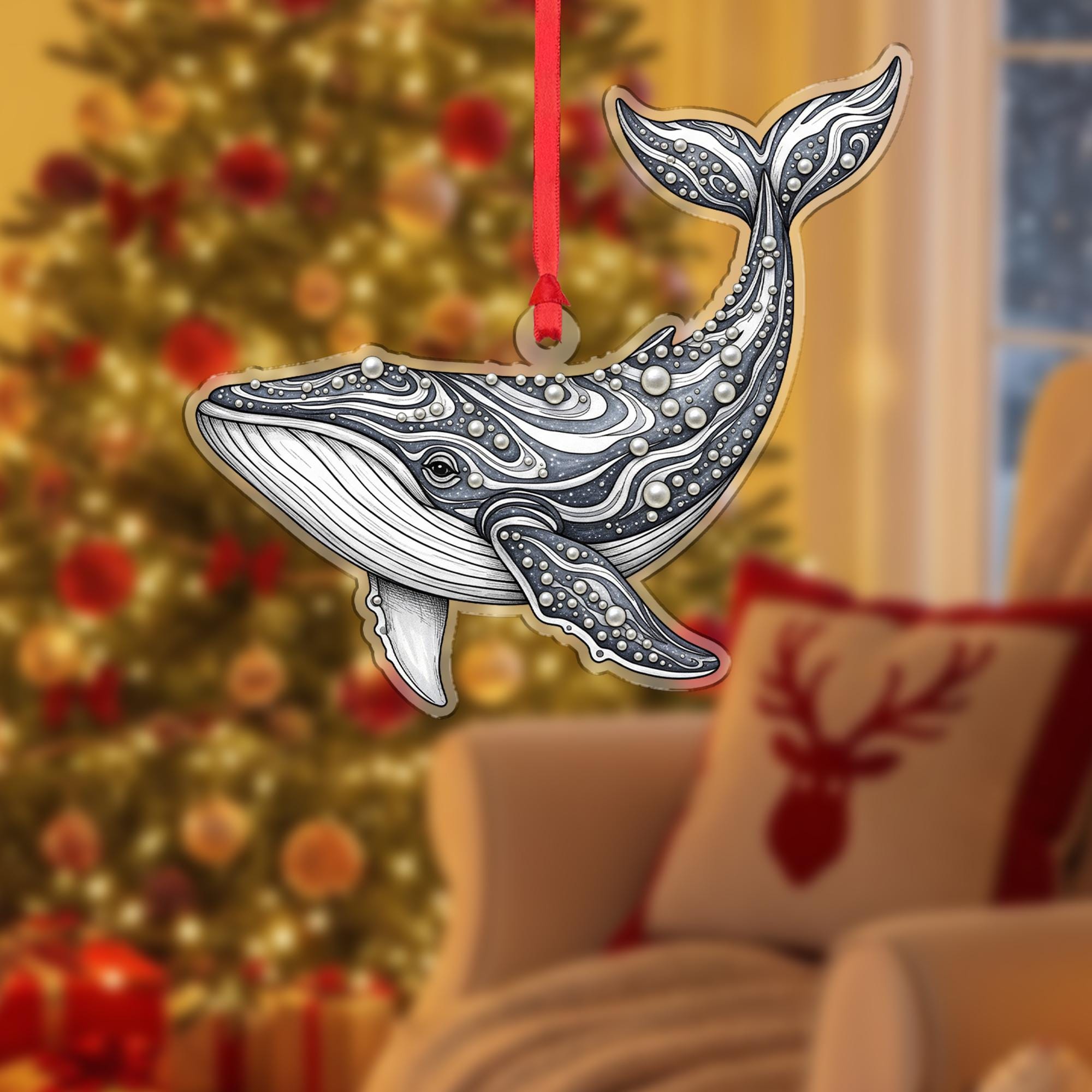 Whale Ornament Christmas Suncatcher Ocean Nautical Holiday Decor