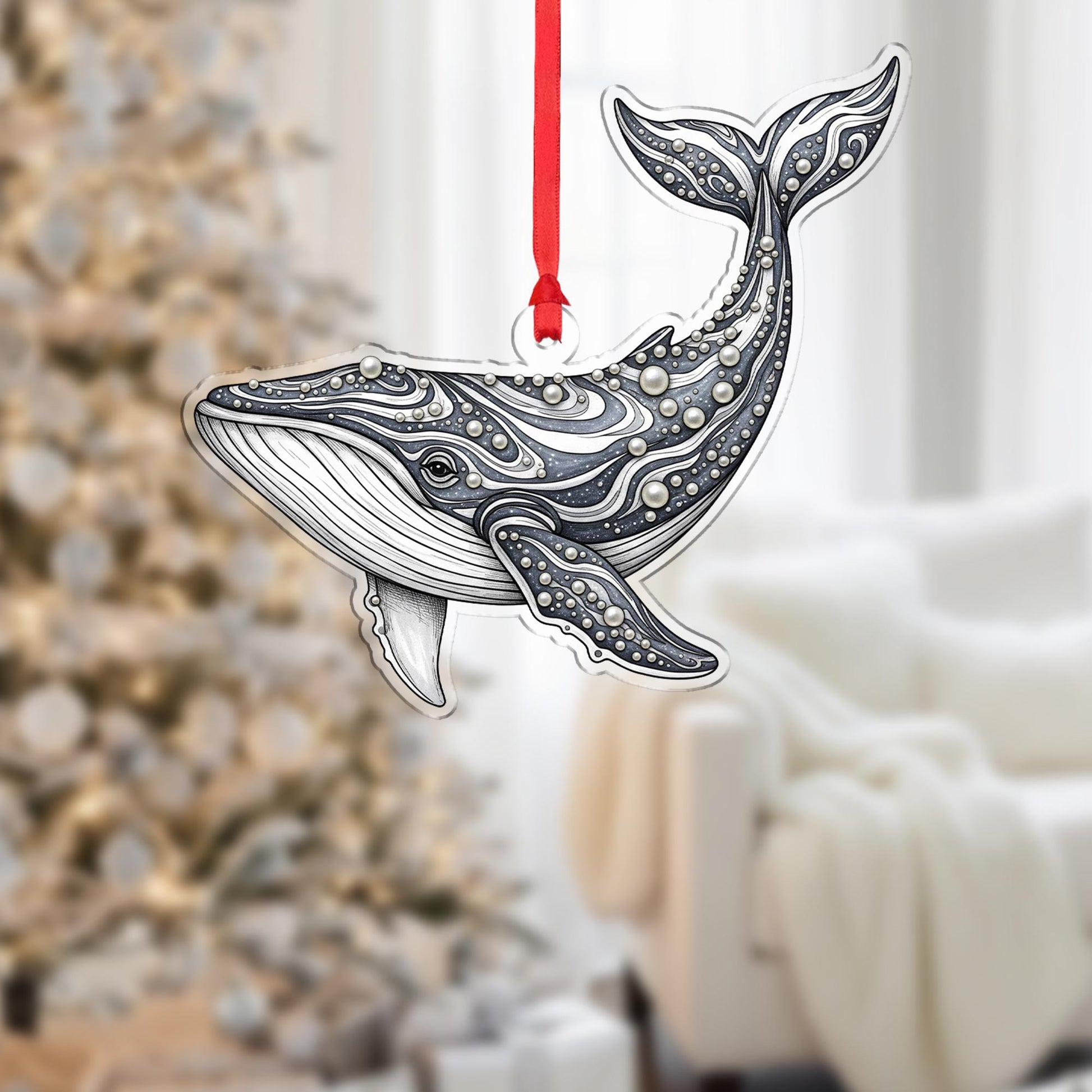 Whale Ornament Christmas Suncatcher Ocean Nautical Holiday Decor