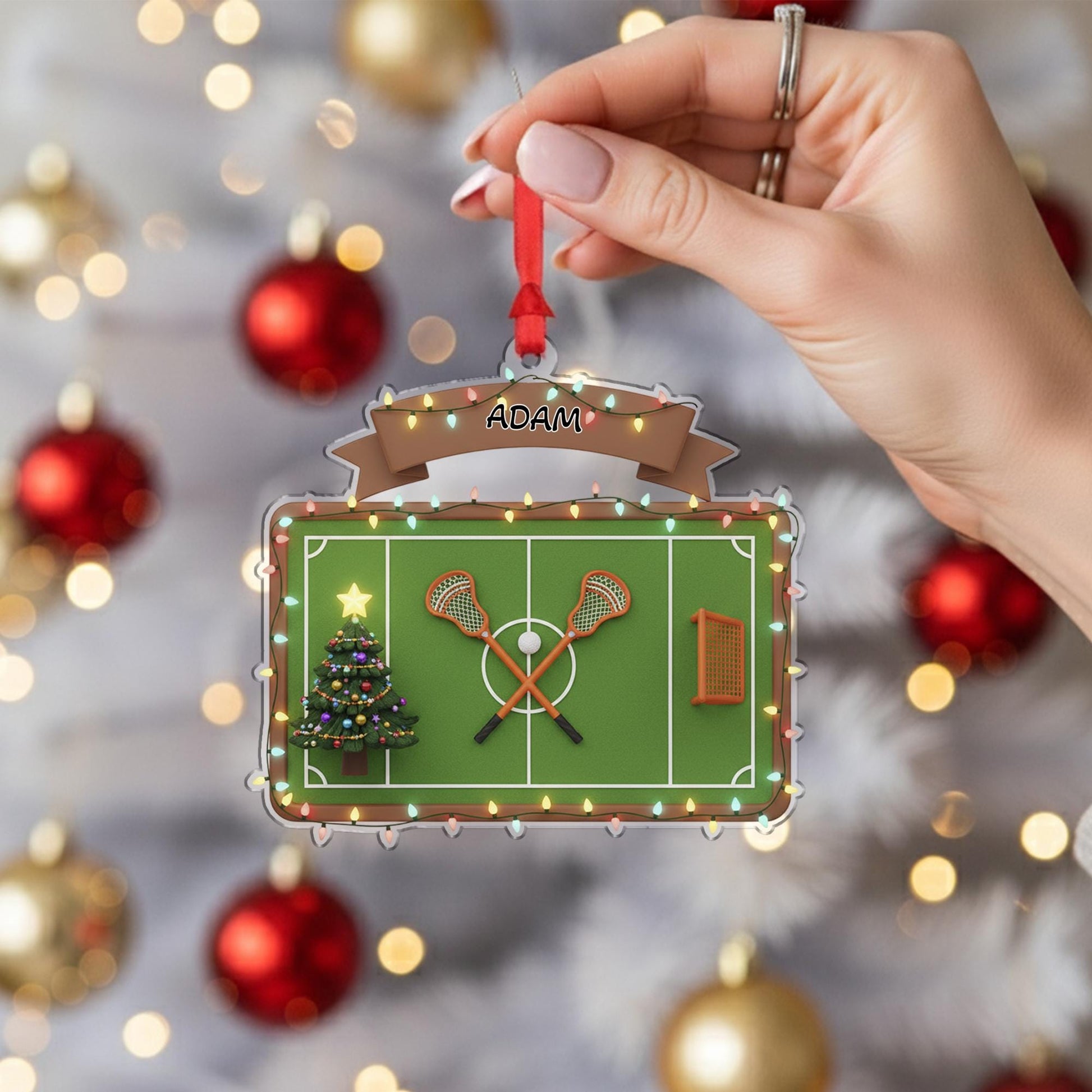 Personalized Lacrosse Ornament, Custom Name Christmas Tree Gift for Player