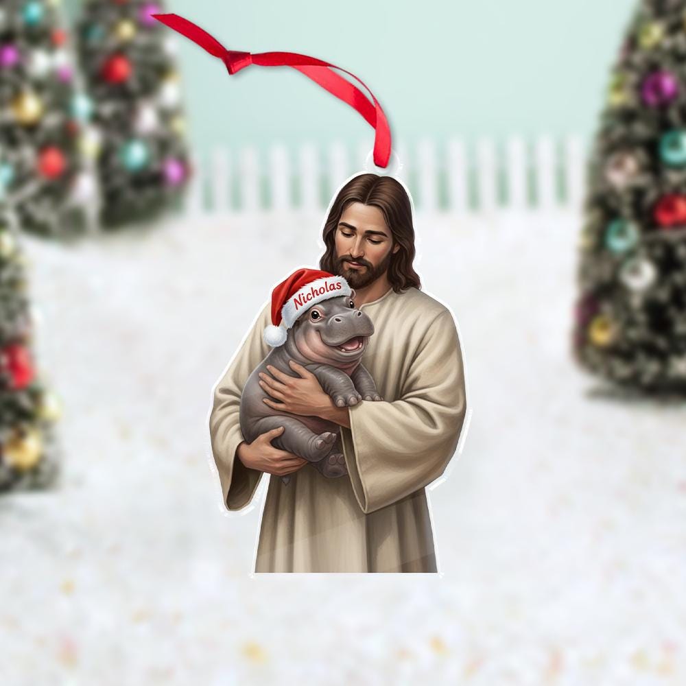 Custom Jesus Christmas Ornament, Personalized Nativity Tree Decor with Name, Holiday Ornament