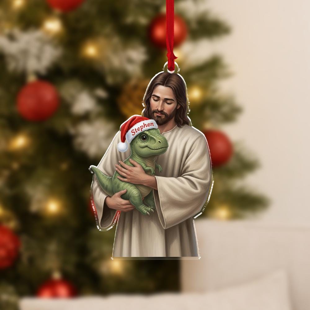 Custom Jesus Christmas Ornament, Personalized Nativity Tree Decoration with Name, Holiday Ornament