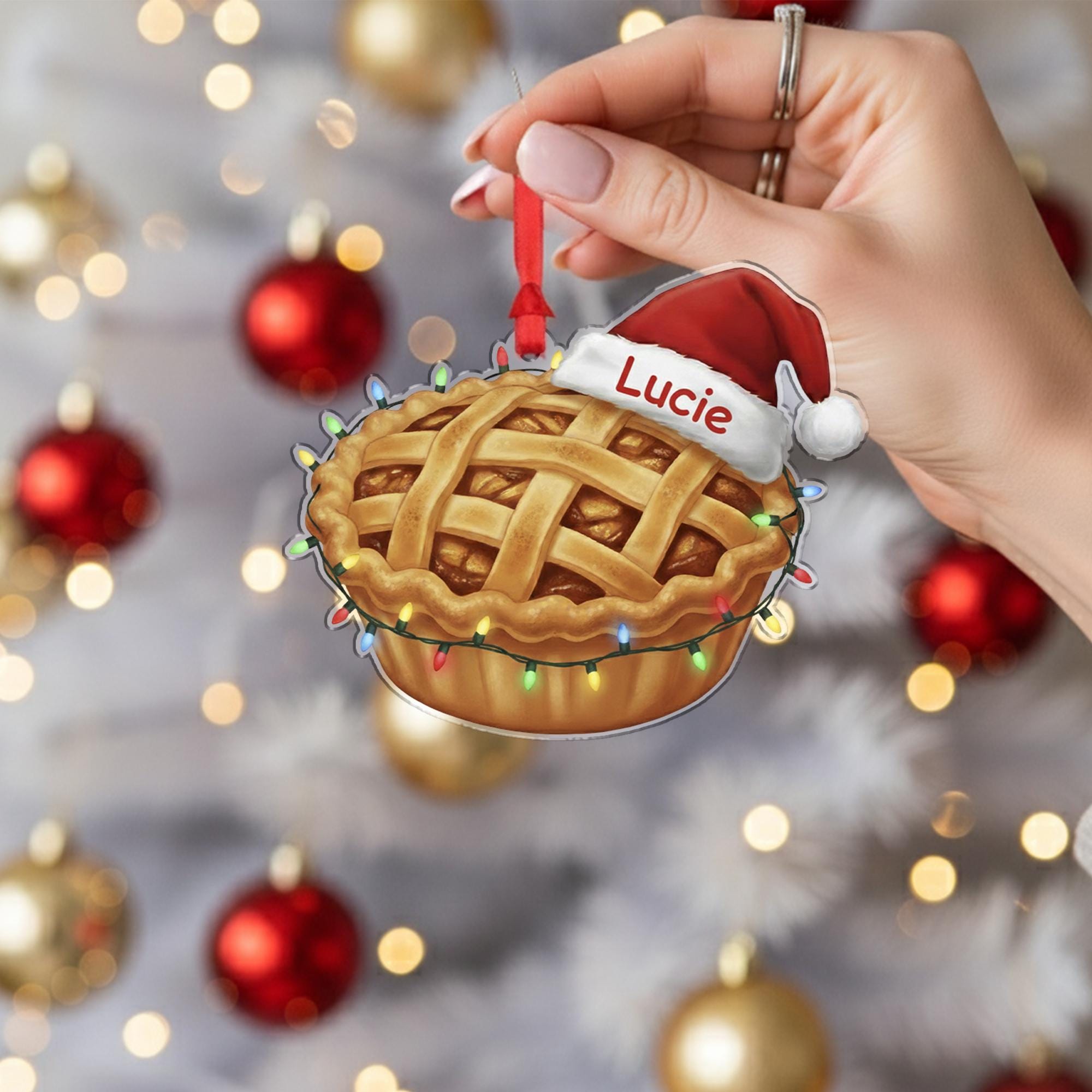 Personalized Apple Pie Ornament - Custom Name Foodie Gift, Funny Christmas Dessert