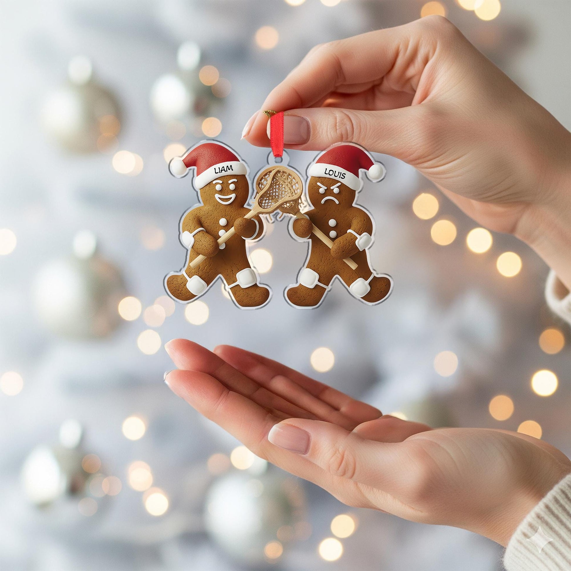 Personalized Gingerbread Ornament, Custom Name Lacrosse Christmas Tree Gift