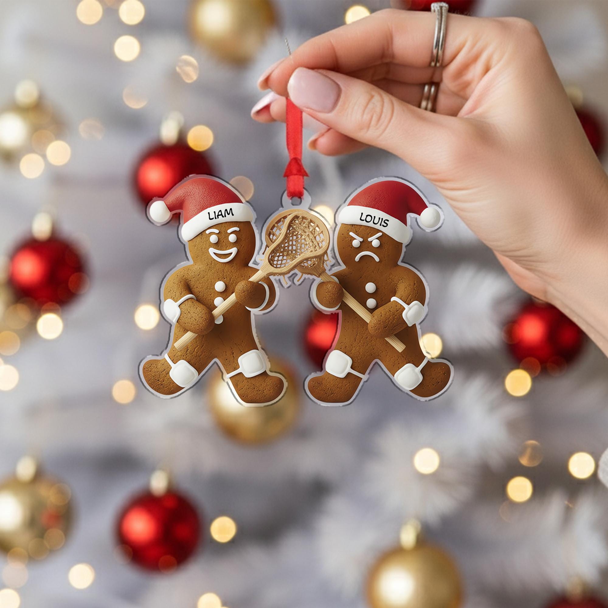 Personalized Gingerbread Ornament, Custom Name Lacrosse Christmas Tree Gift