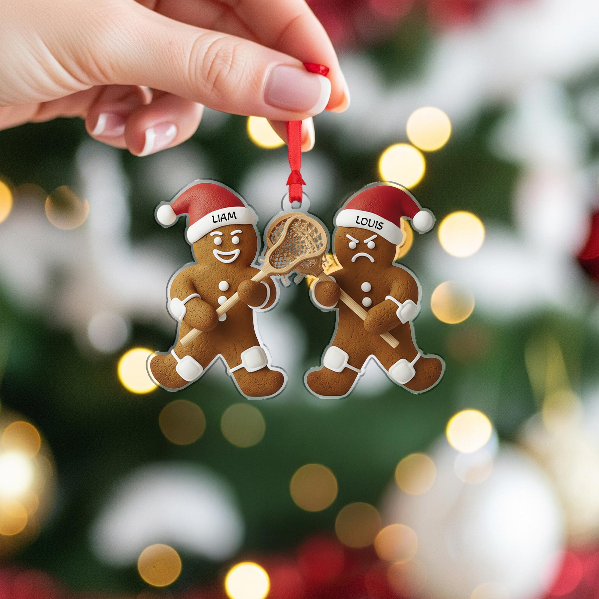 Personalized Gingerbread Ornament, Custom Name Lacrosse Christmas Tree Gift