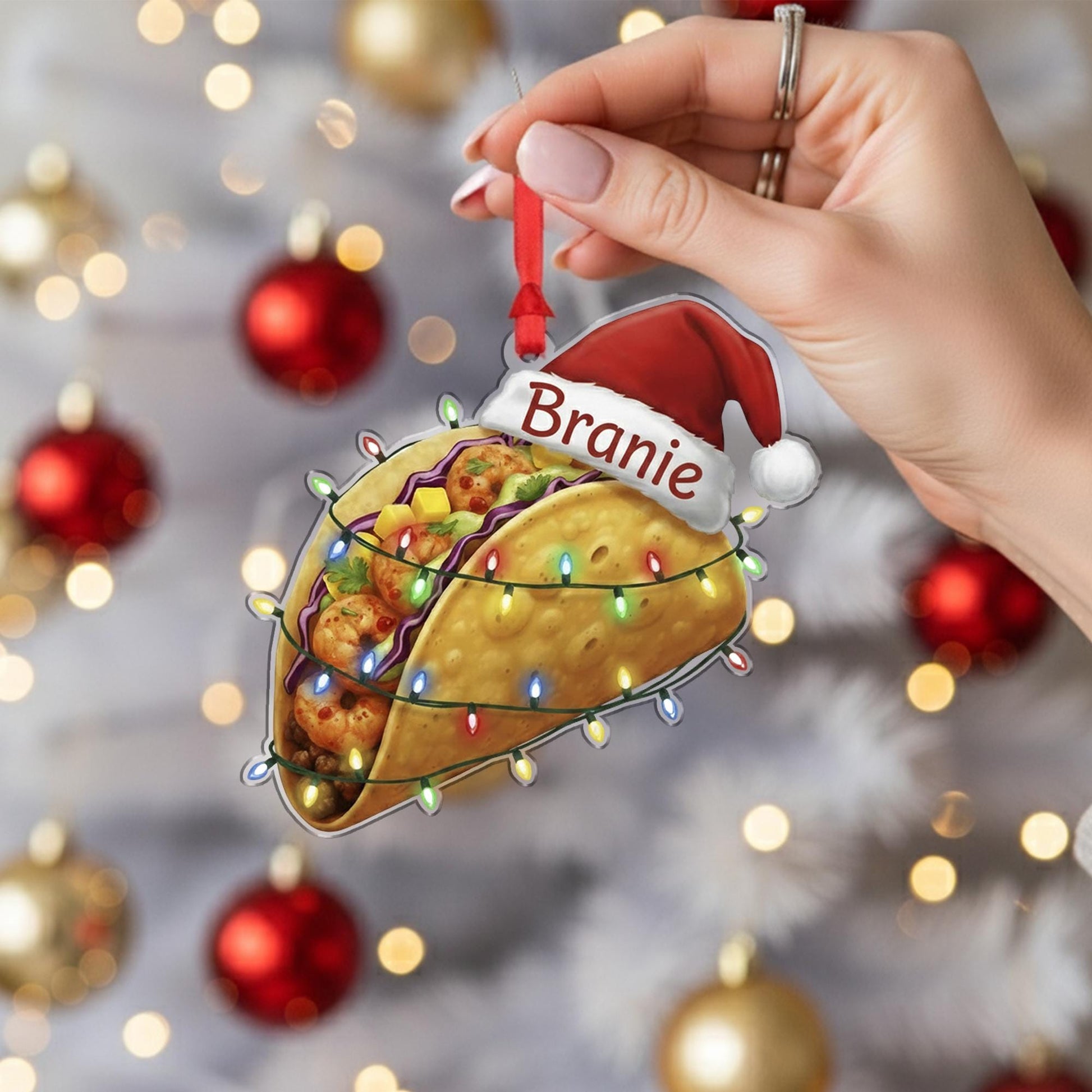 Personalized Taco Ornament - Custom Funny Mexican Food Foodie Christmas Gift