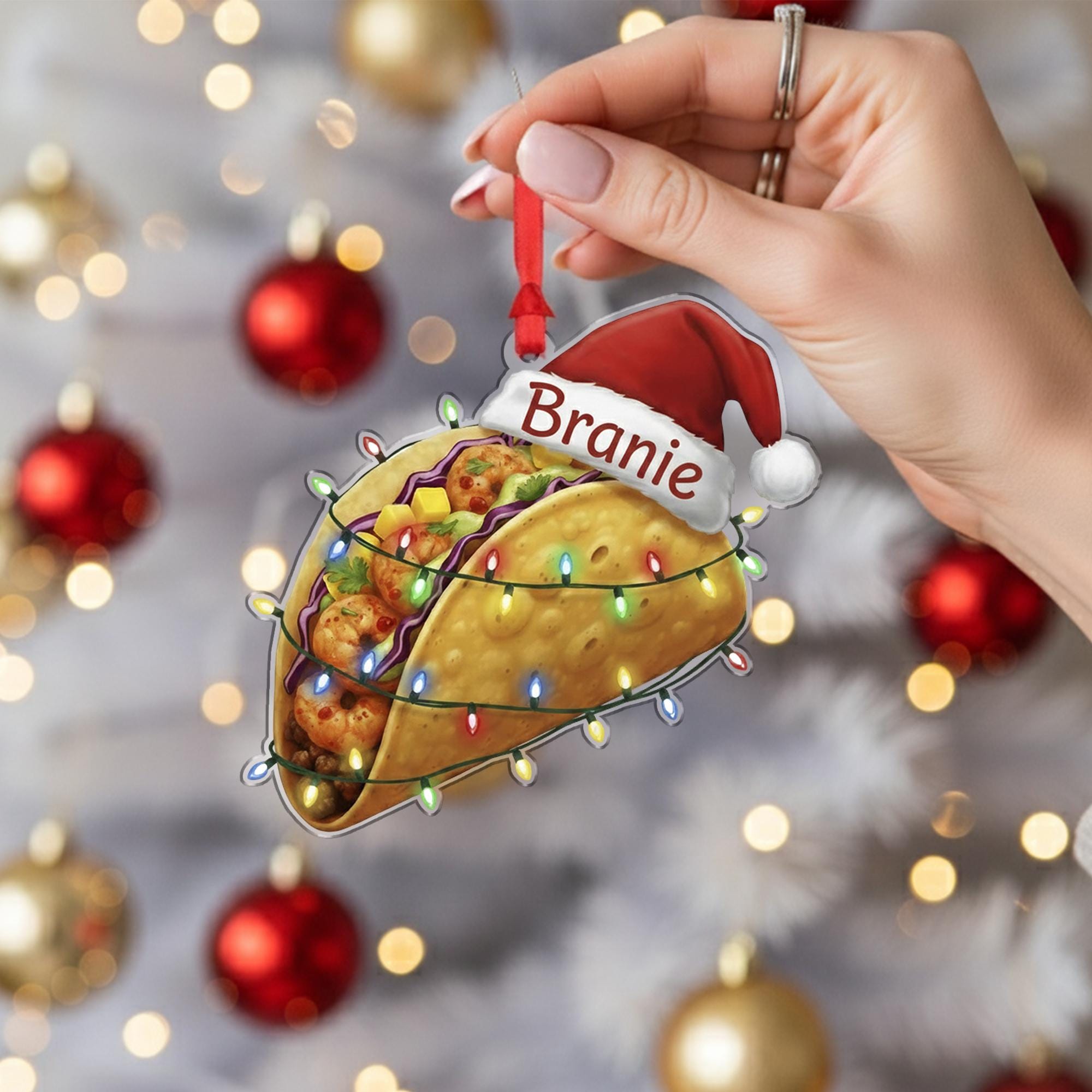 Personalized Taco Ornament - Custom Funny Mexican Food Foodie Christmas Gift