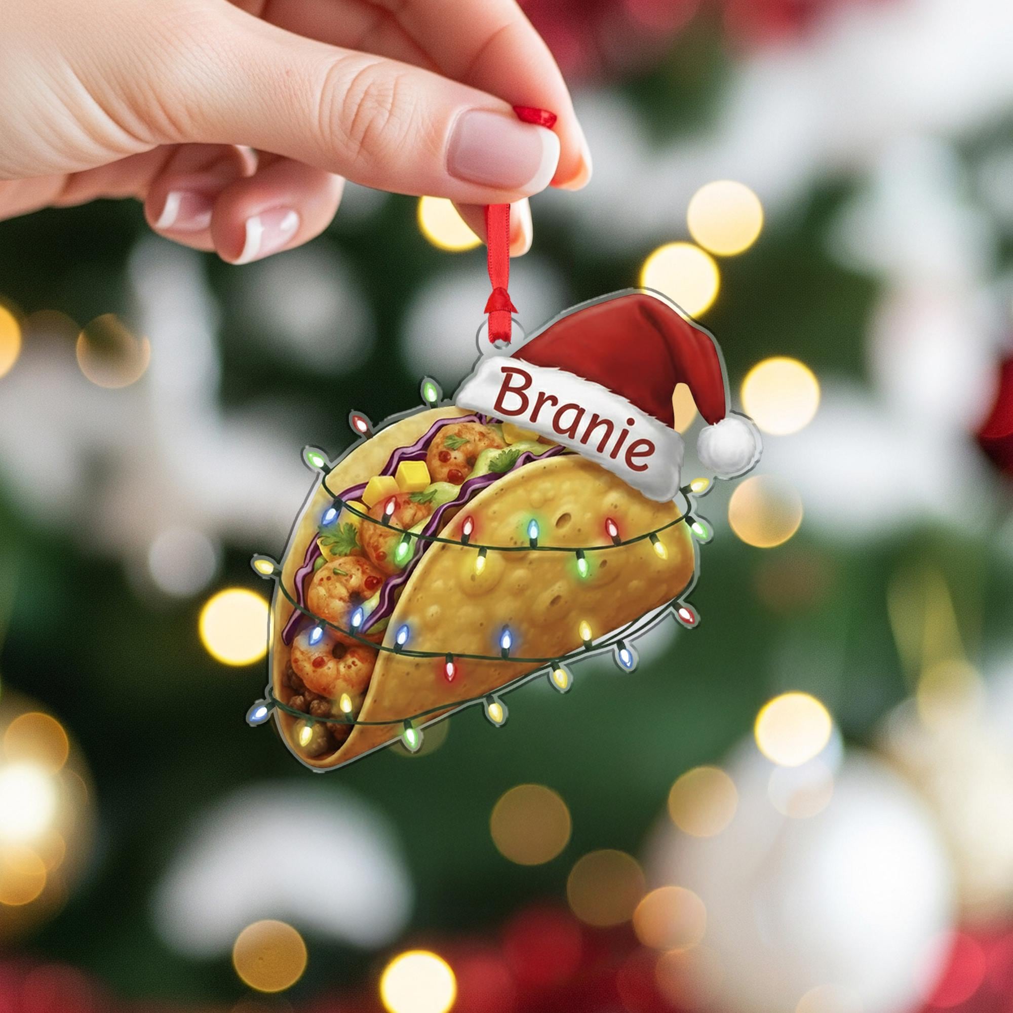 Personalized Taco Ornament - Custom Funny Mexican Food Foodie Christmas Gift