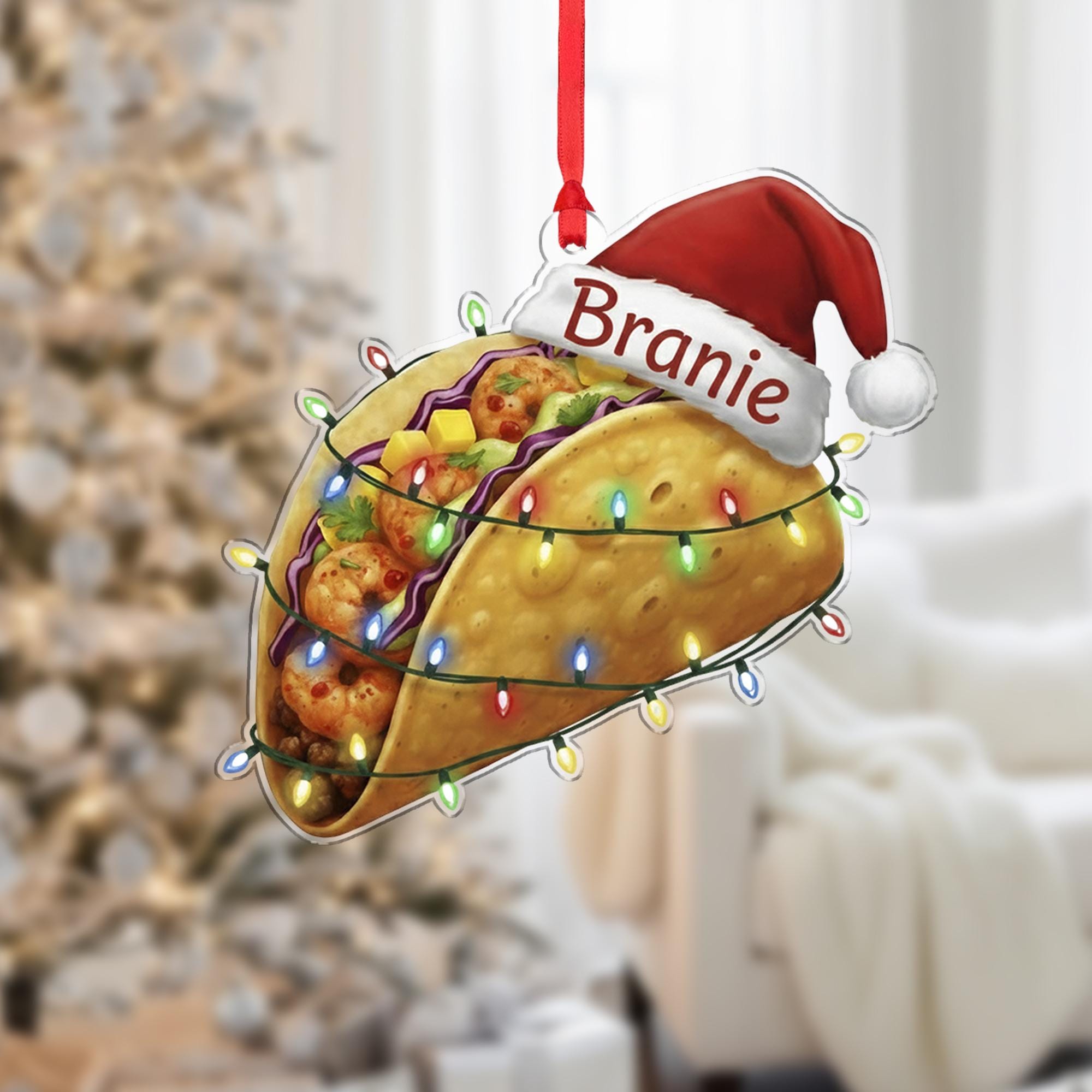 Personalized Taco Ornament - Custom Funny Mexican Food Foodie Christmas Gift