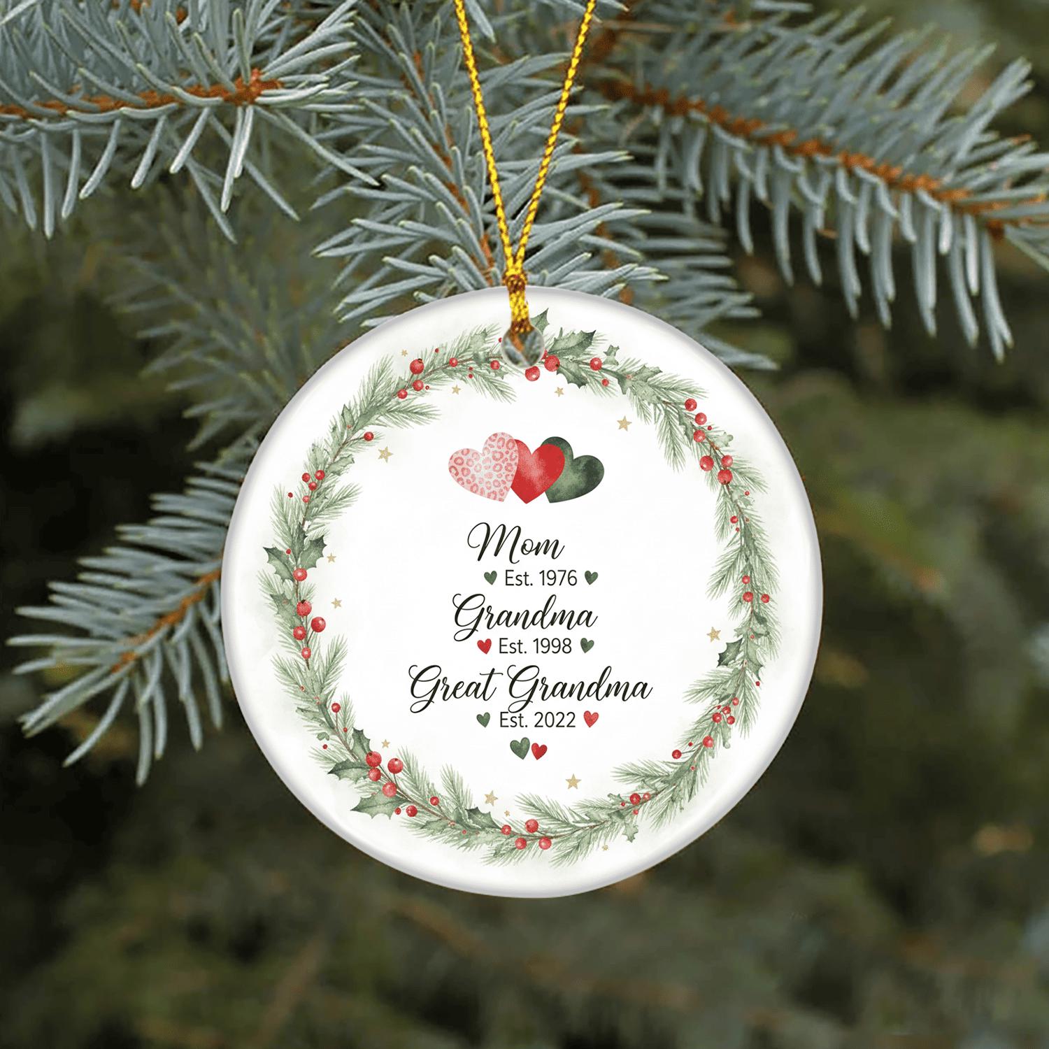Personalized Great Grandma Ornament – Custom Ceramic Family Generation Christmas Tree Decoration