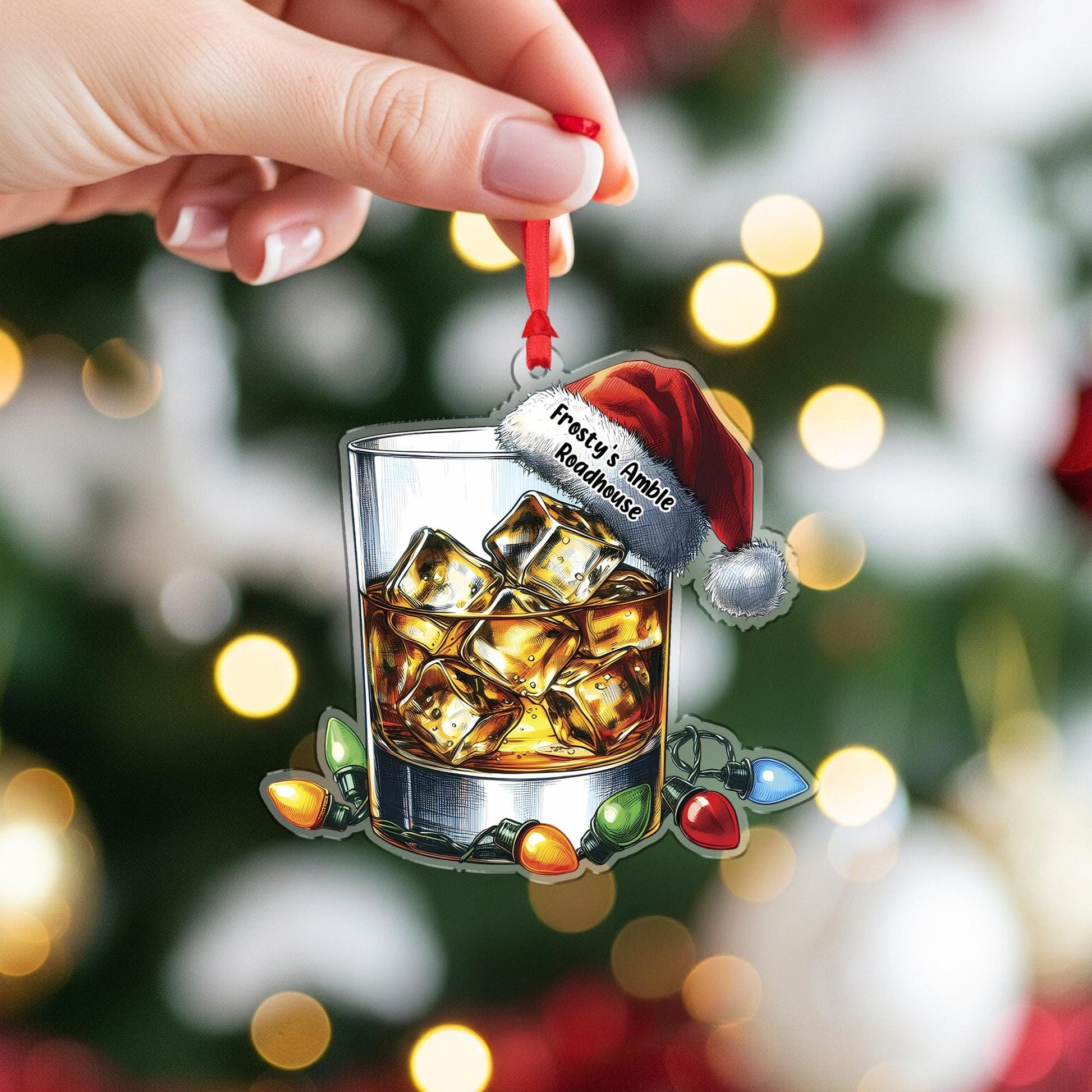 Personalized Whiskey Ornament - Custom Bourbon Christmas Tree Decoration