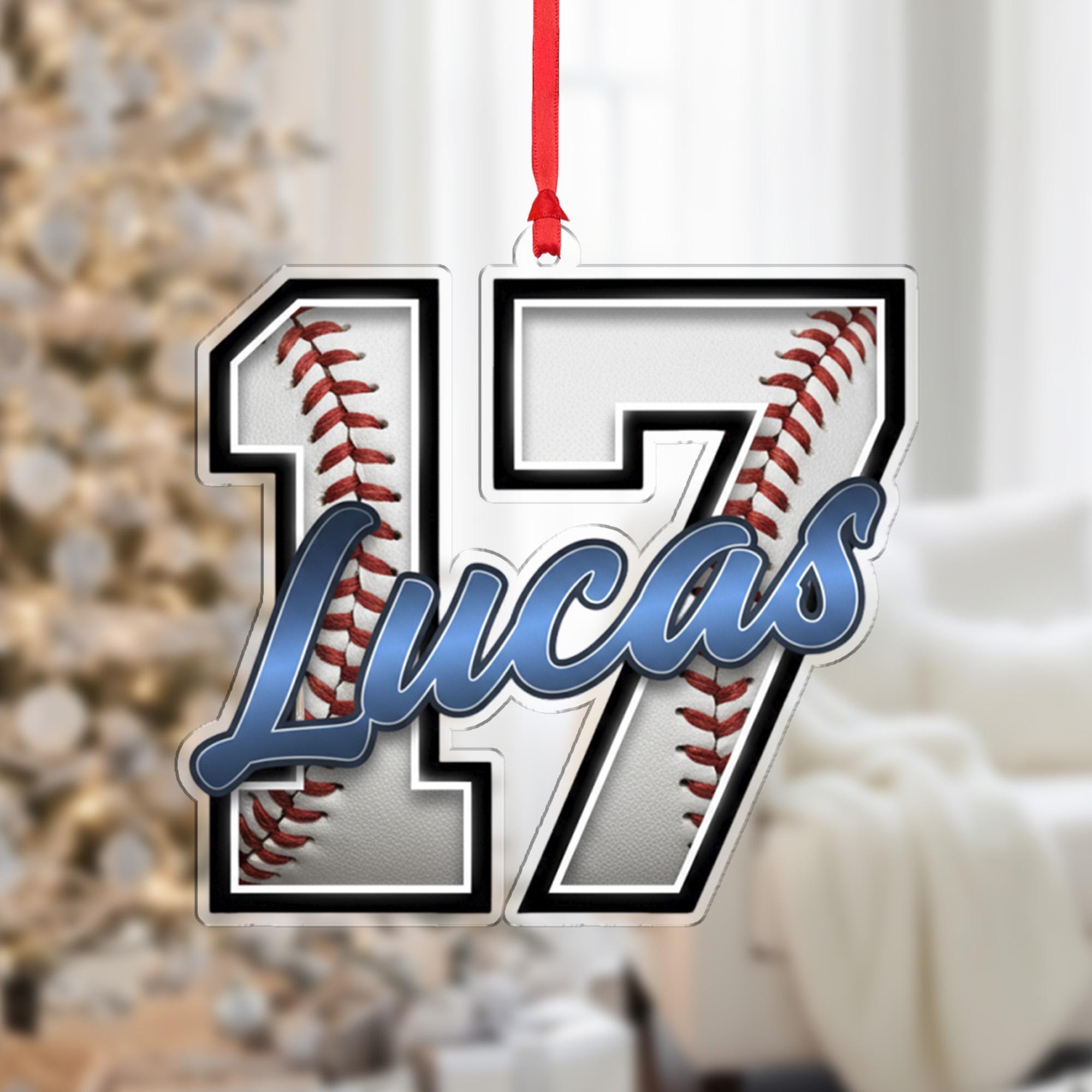 Personalized Baseball Jersey Number Ornament - Custom Player Name Sports Team Gift