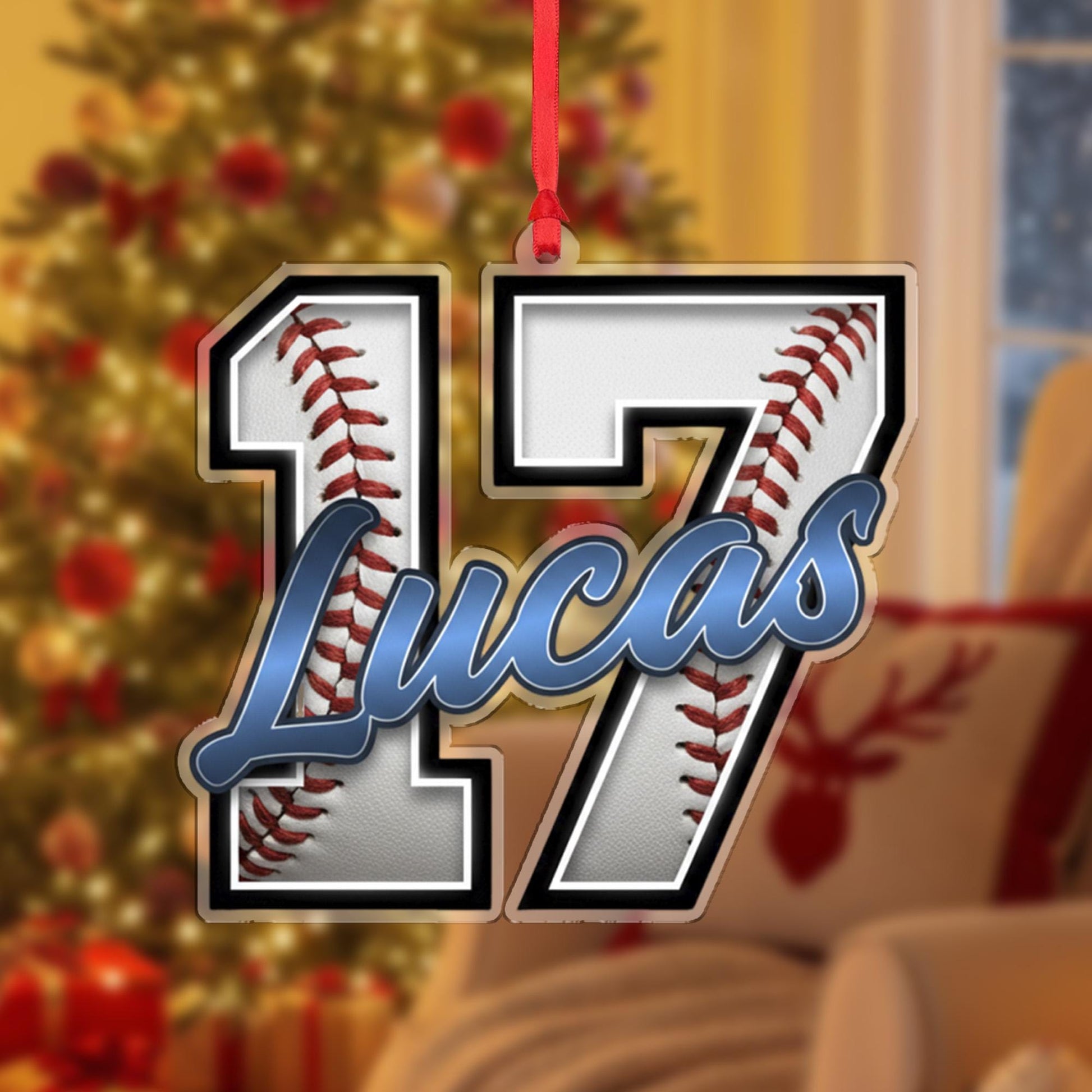 Personalized Baseball Jersey Number Ornament - Custom Player Name Sports Team Gift