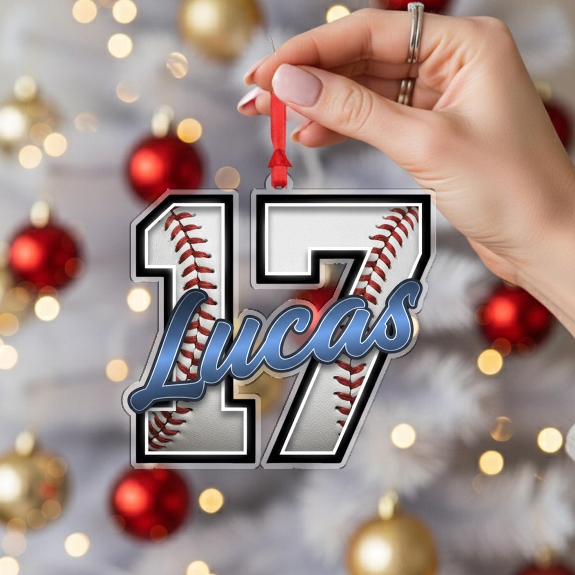 Personalized Baseball Jersey Number Ornament - Custom Player Name Sports Team Gift