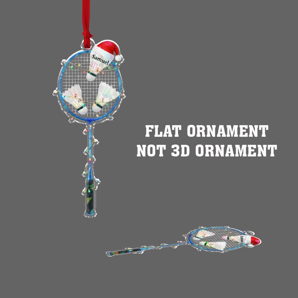 Personalized Badminton Racket Ornament, Acrylic Racket with Shuttlecock & Name