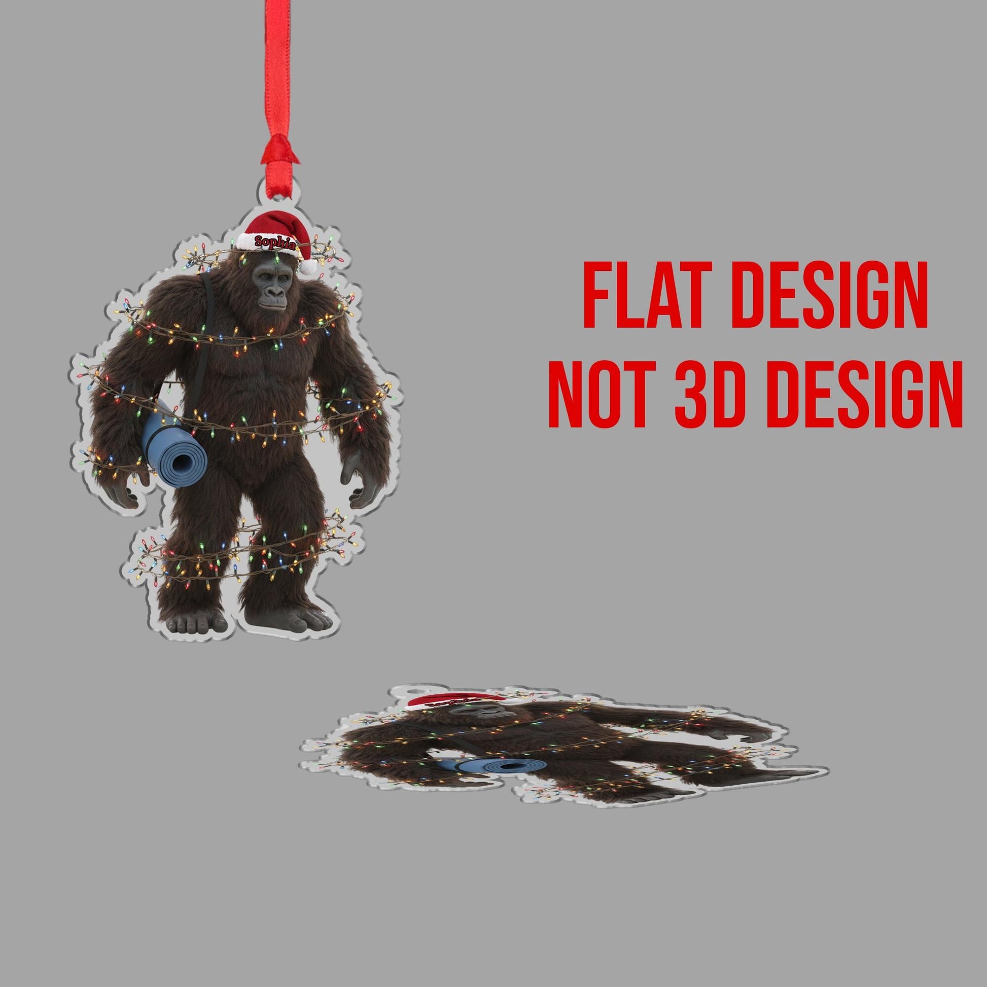 Funny Bigfoot Yoga Ornament, Personalized Sasquatch Christmas Tree Gift