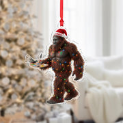 Funny Bigfoot Painting Ornament, Personalized Sasquatch Christmas Tree Gift