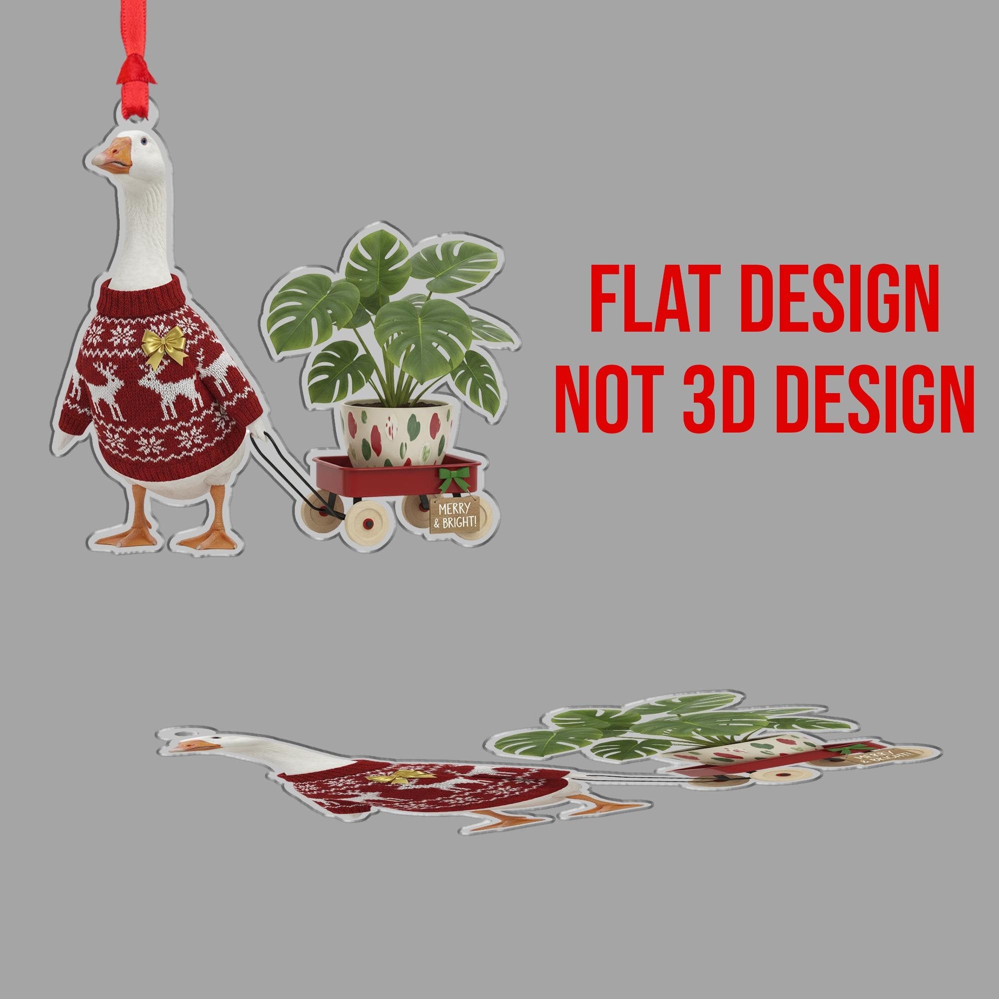 Goose Christmas Ornament, Funny Monstera Plant Holiday Tree Decor Gift