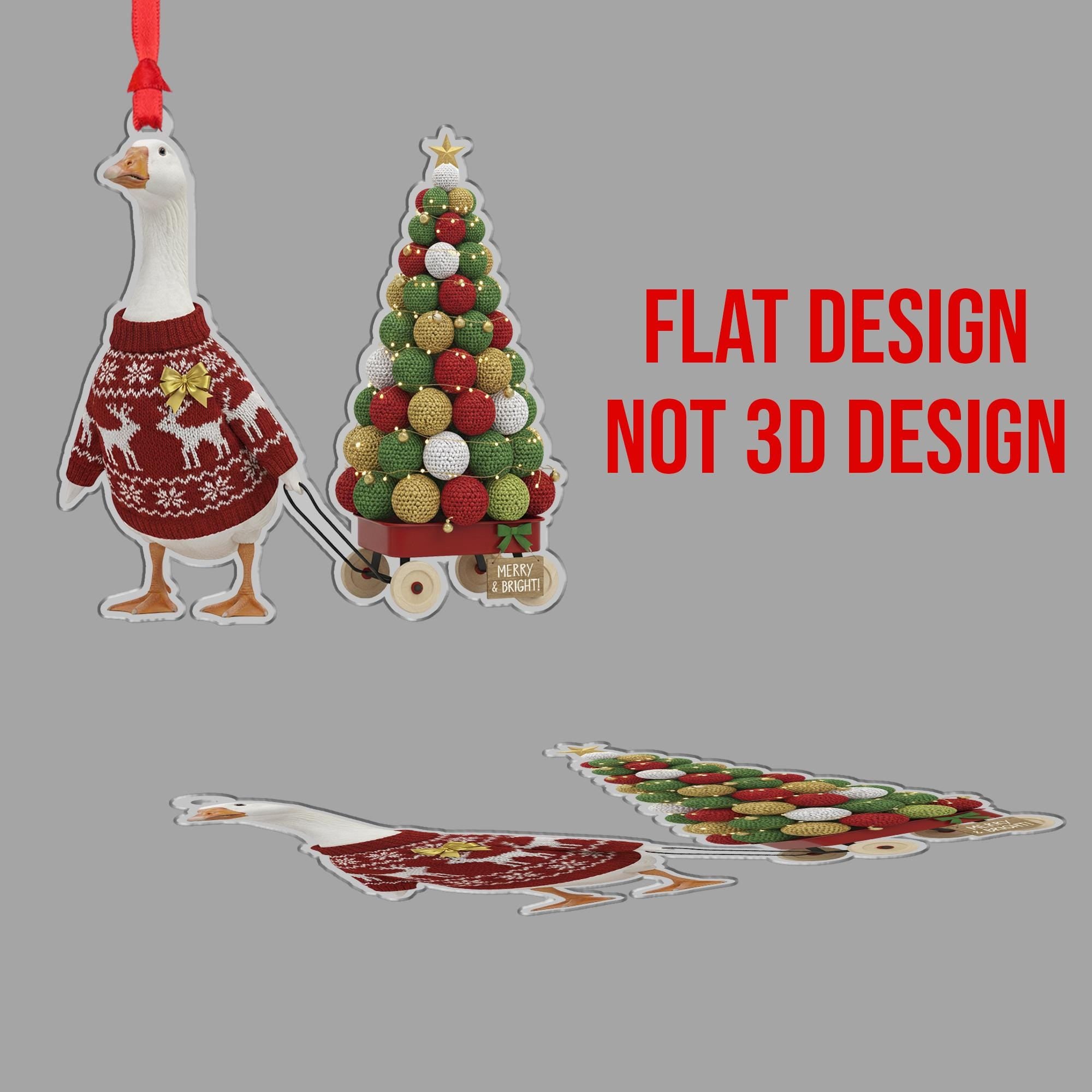 Goose Christmas Ornament, Funny Crochet Tree Holiday Farm Animal Decor Gift