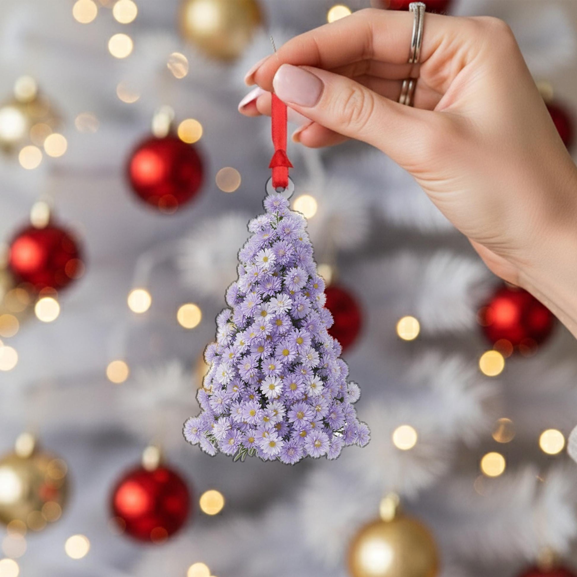 Aster Flower Christmas Ornament – Pressed Floral Tree Hanging Decoration
