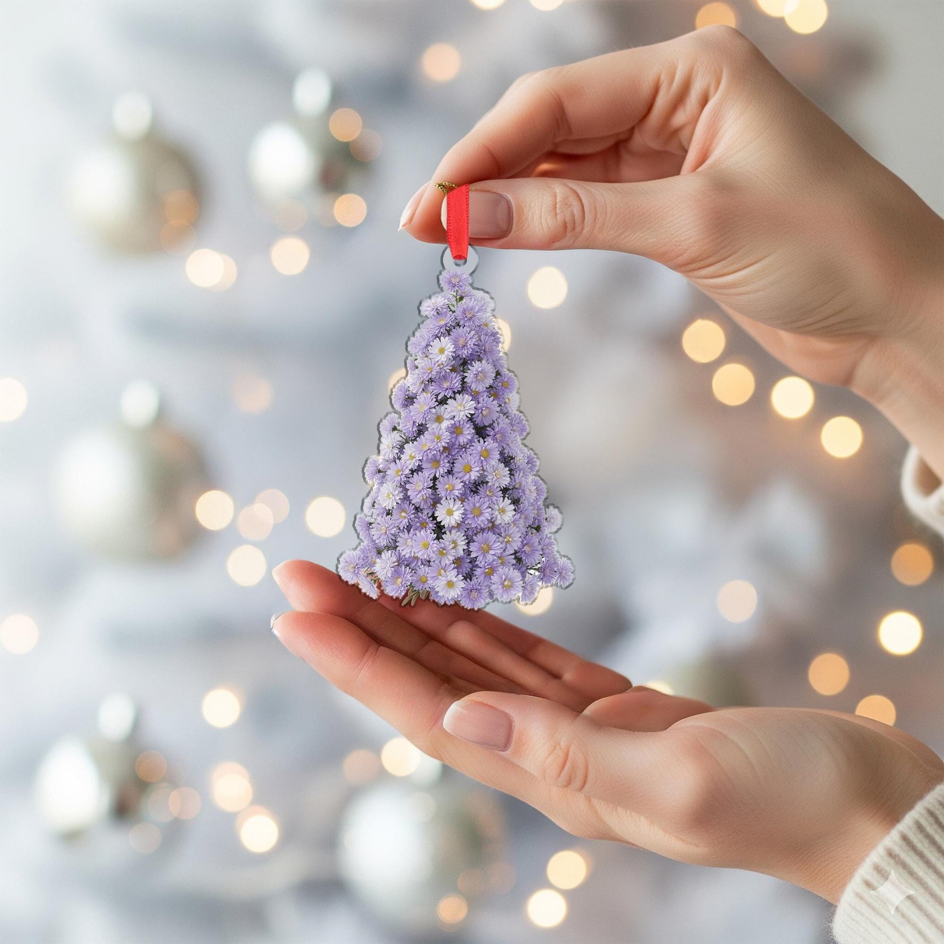 Aster Flower Christmas Ornament – Pressed Floral Tree Hanging Decoration