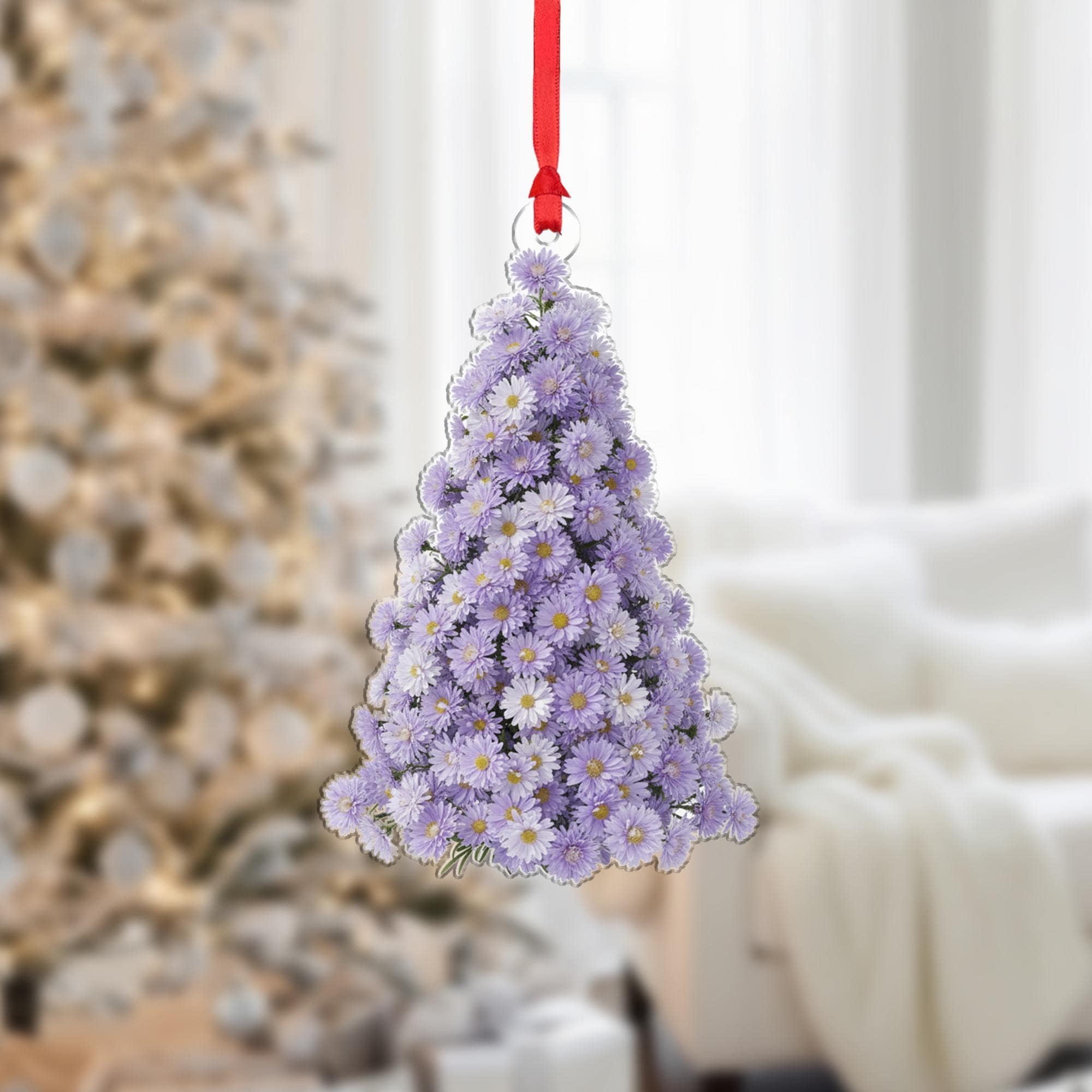 Aster Flower Christmas Ornament – Pressed Floral Tree Hanging Decoration
