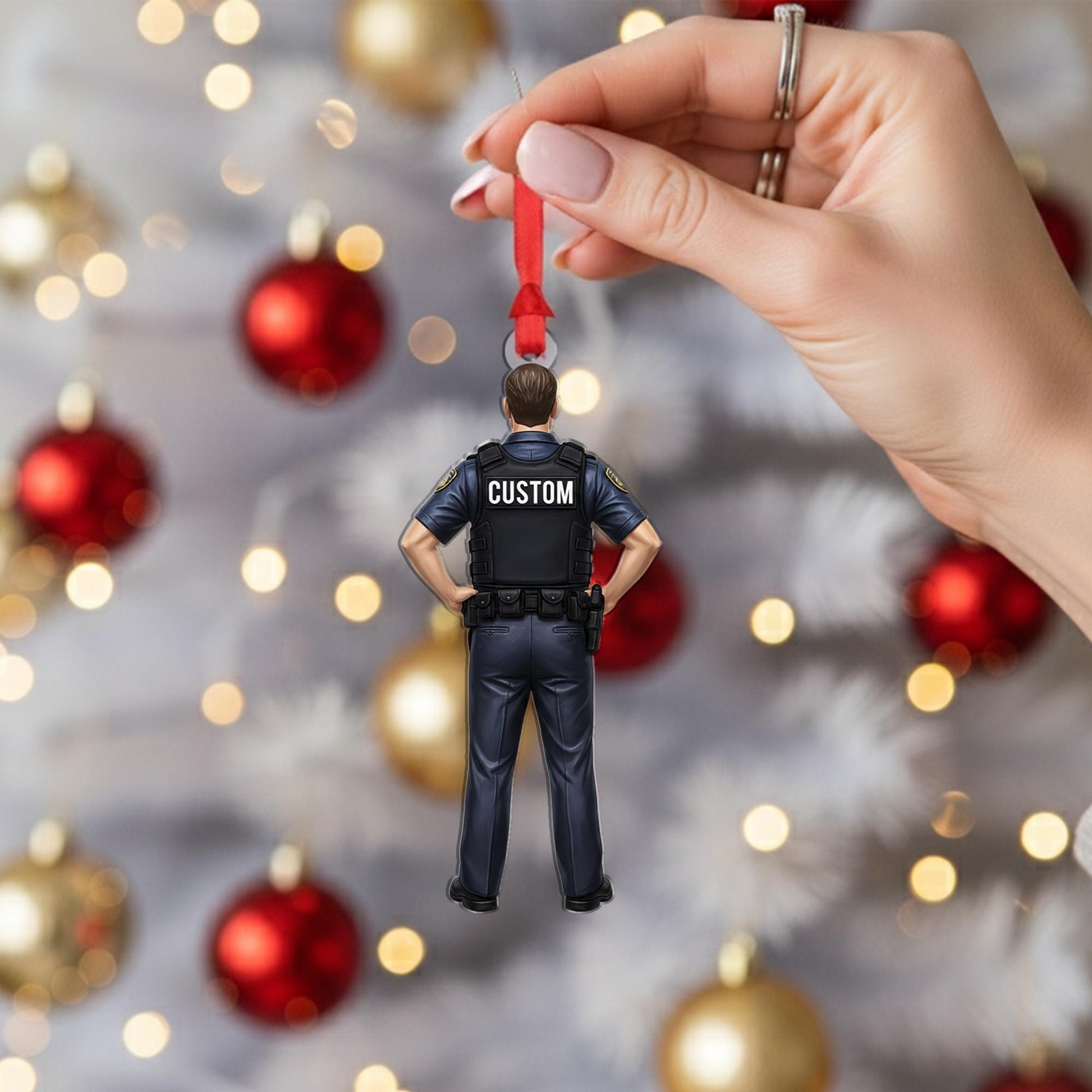 Personalized Police Officer Ornament – Custom Uniform Figure with Badge and Gear