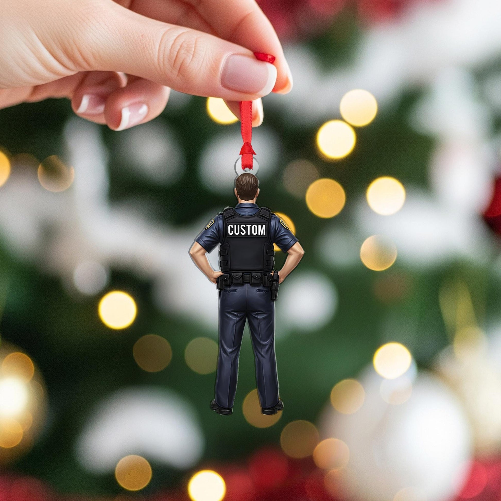 Personalized Police Officer Ornament – Custom Uniform Figure with Badge and Gear