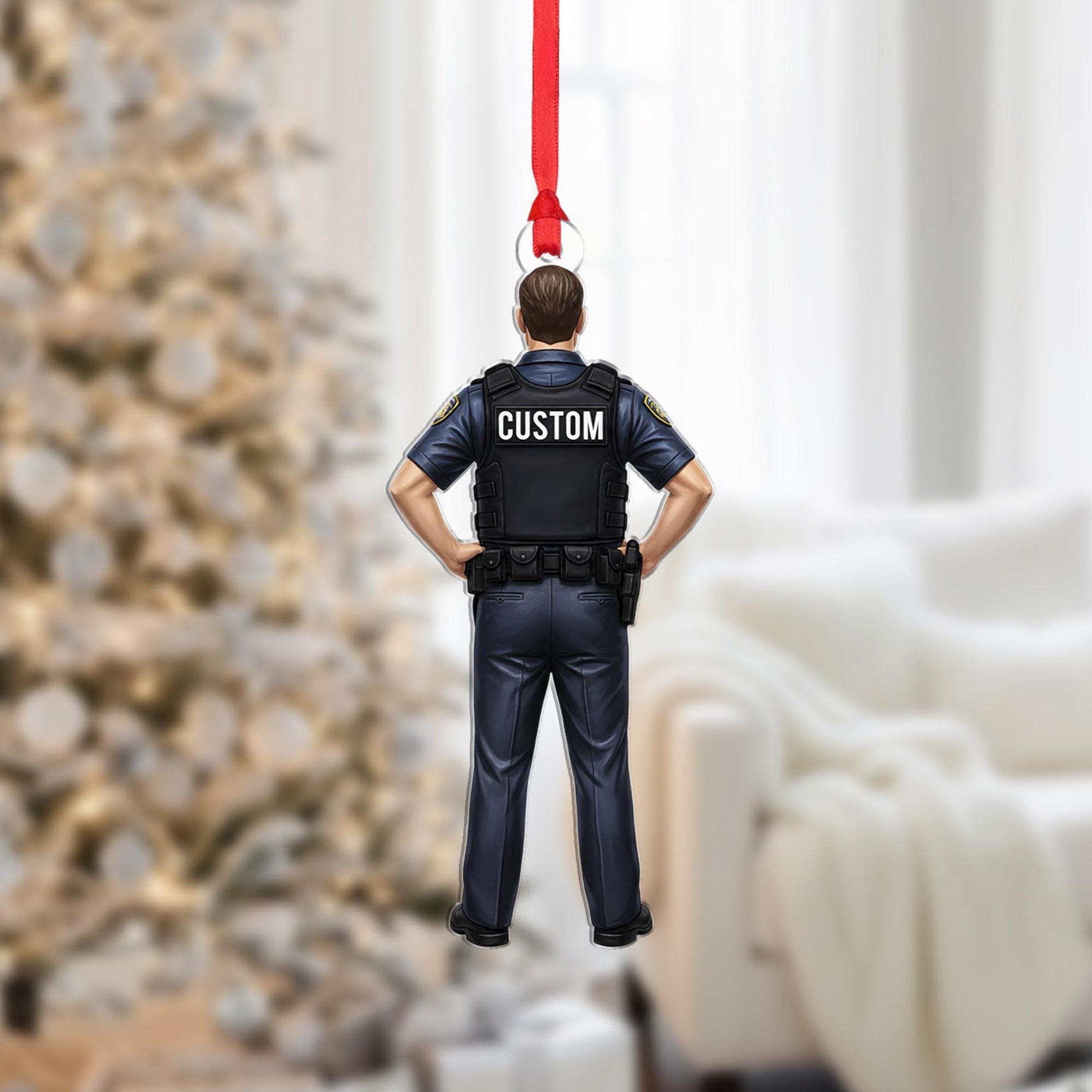 Personalized Police Officer Ornament – Custom Uniform Figure with Badge and Gear
