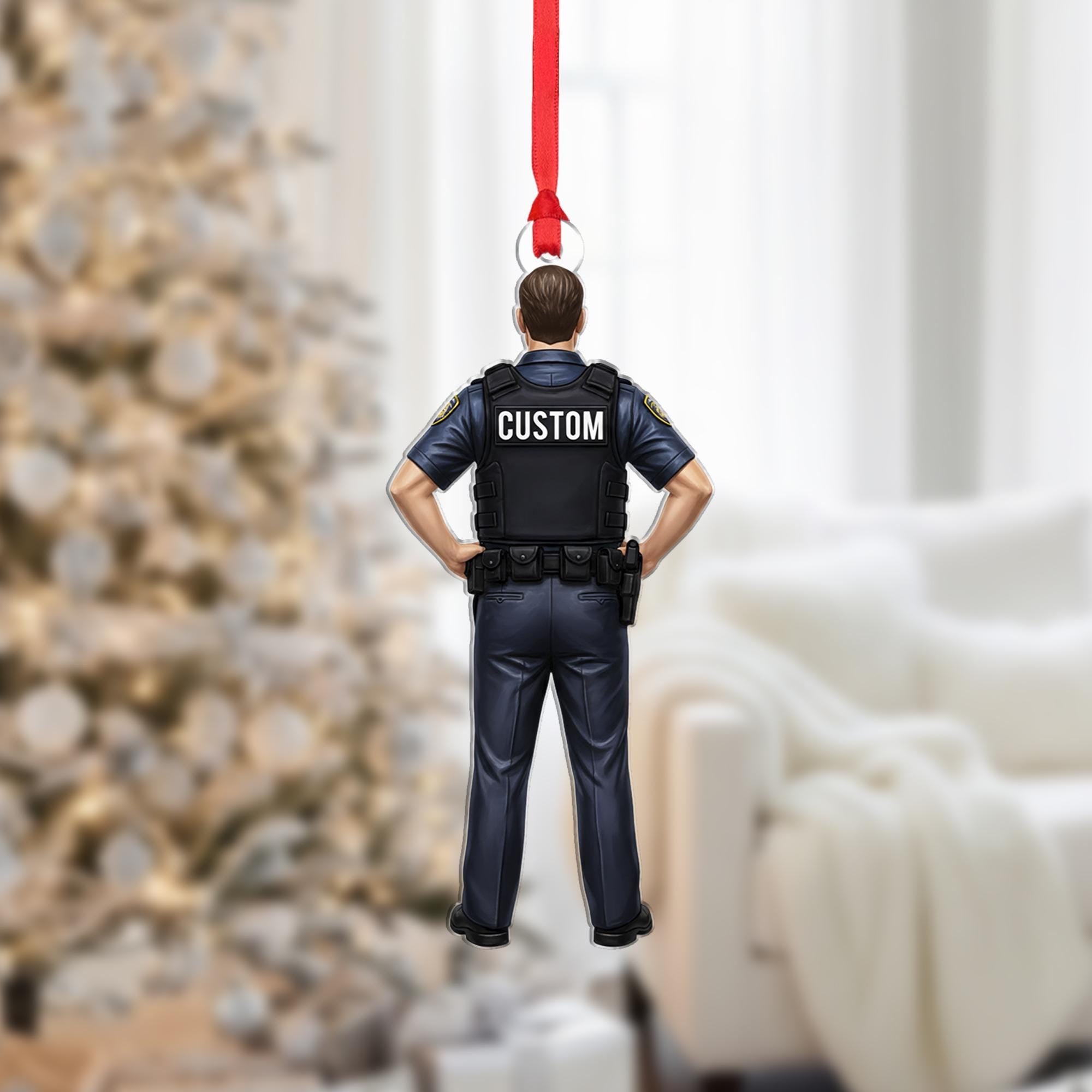 Personalized Police Officer Ornament – Custom Uniform Figure with Badge and Gear