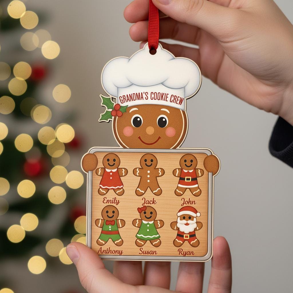 Personalized Gingerbread Family Ornament, Grandma’s Cookie Crew Christmas Gift