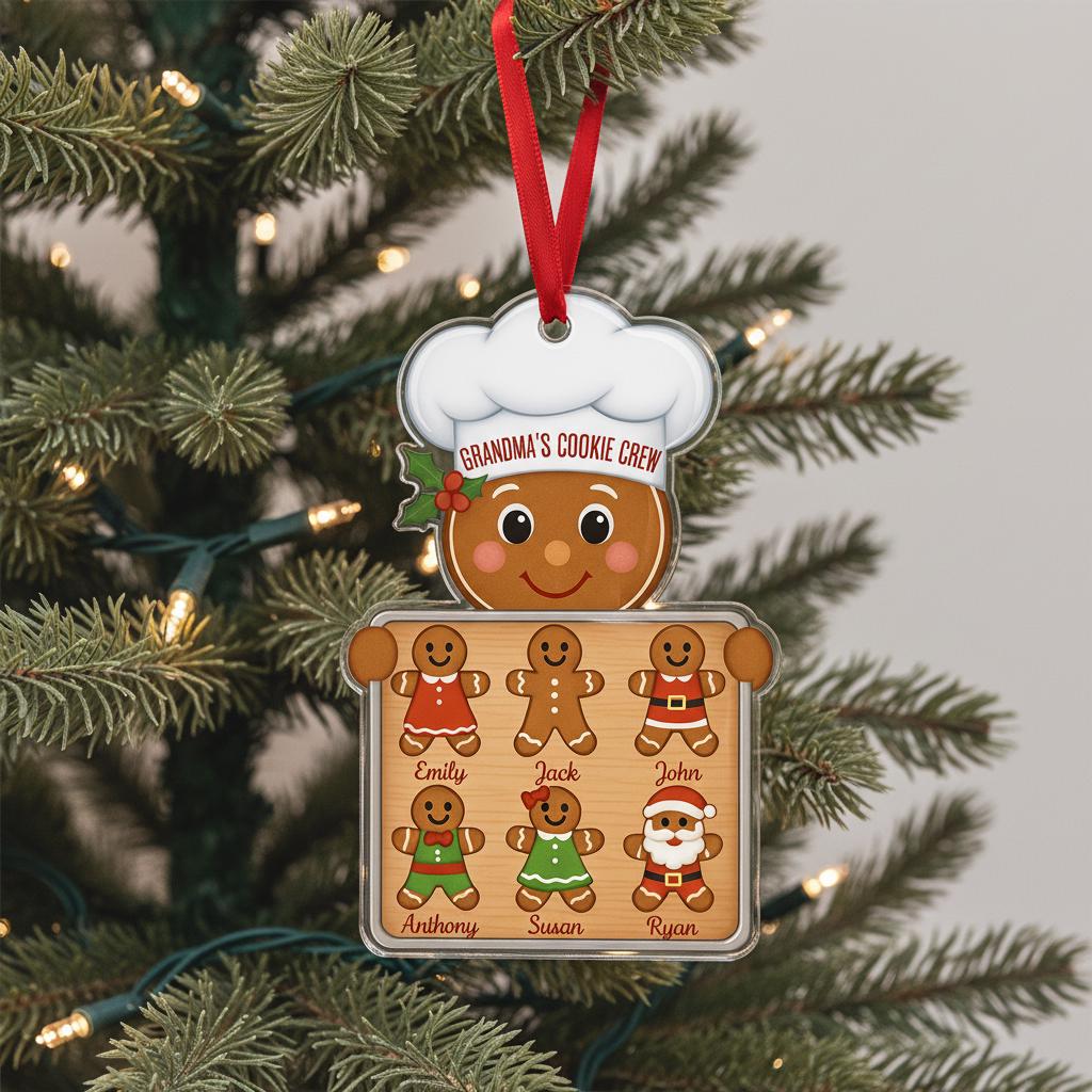 Personalized Gingerbread Family Ornament, Grandma’s Cookie Crew Christmas Gift
