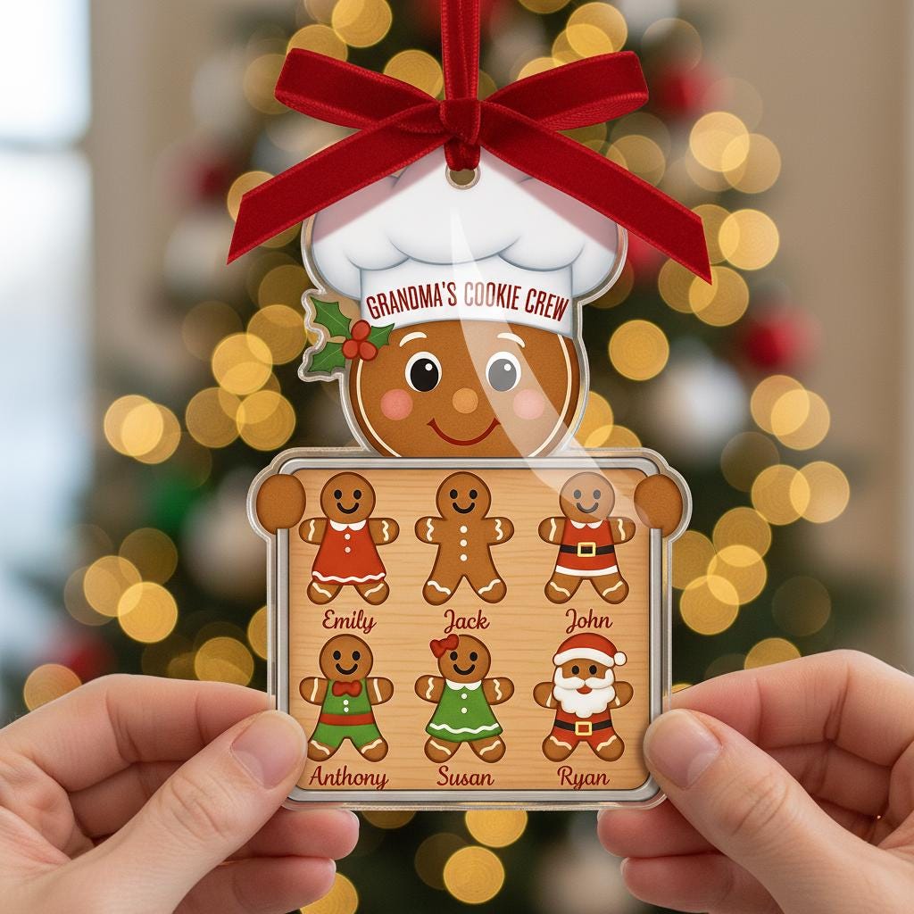 Personalized Gingerbread Family Ornament, Grandma’s Cookie Crew Christmas Gift