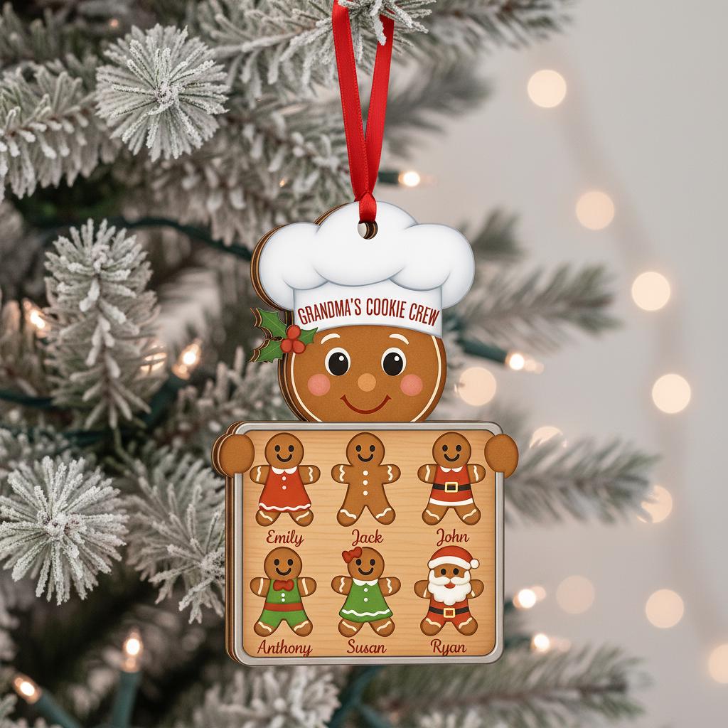 Personalized Gingerbread Family Ornament, Grandma’s Cookie Crew Christmas Gift